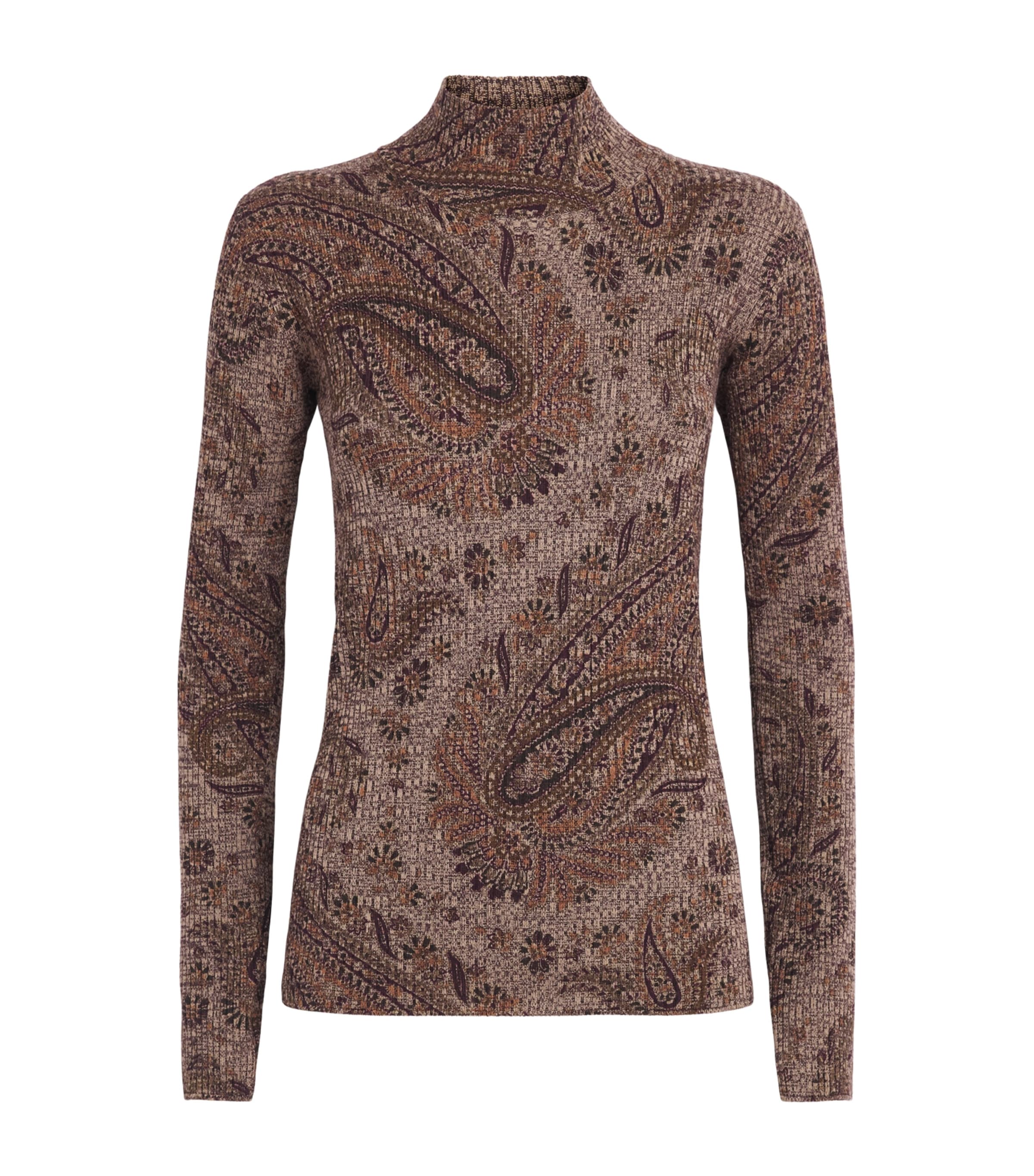 Etro Womens Wool Paisley High-Neck Sweater Print Black Bs