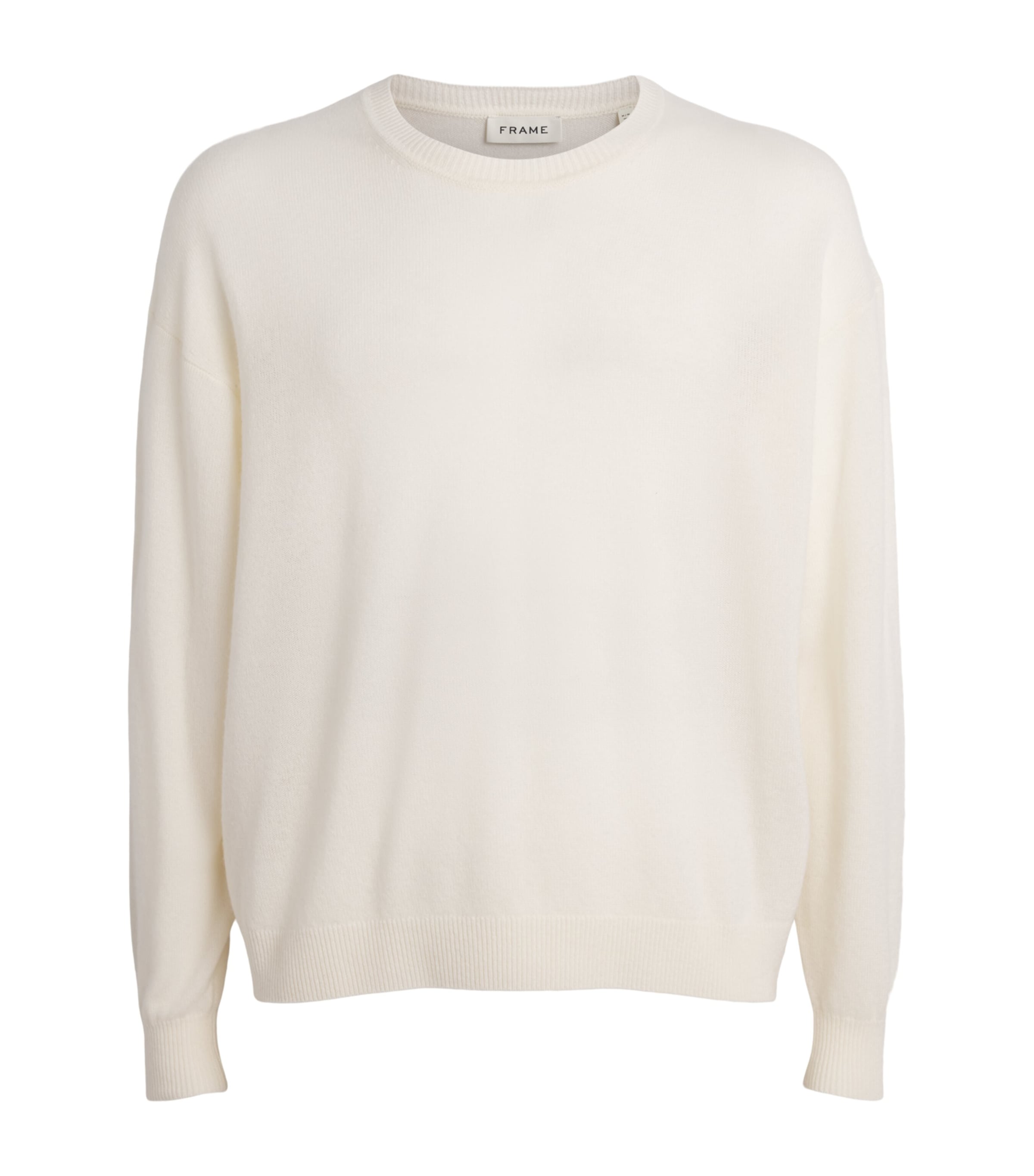 FRAME Mens Wool-Cashmere Crew-Neck Sweater Offwhite