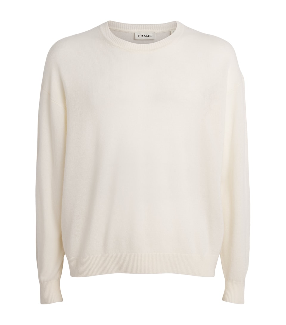 FRAME Mens Wool-Cashmere Crew-Neck Sweater Offwhite