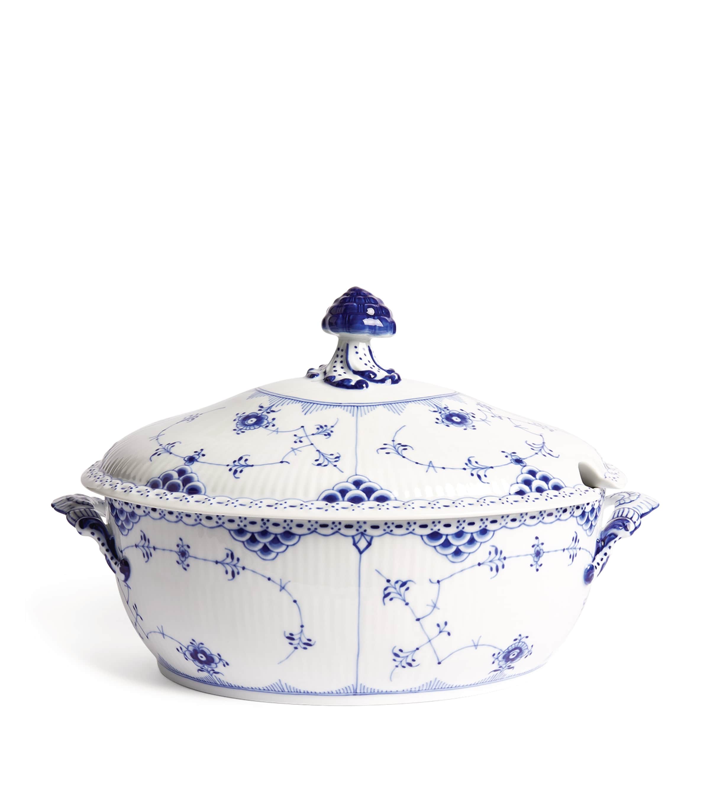 Blue Fluted Half Lace Tureen (32.5cm)