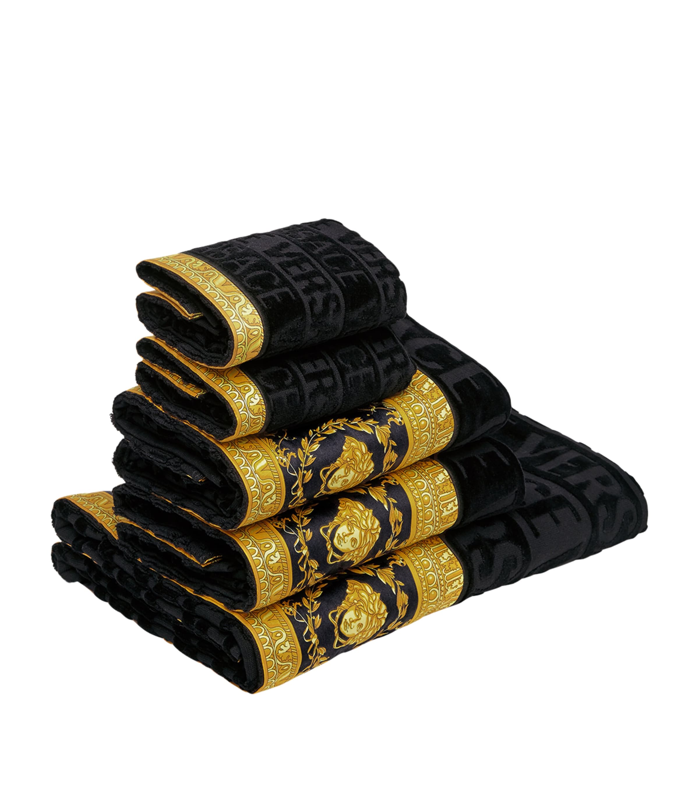 Versace Baroque Towels (Set of 5) Black