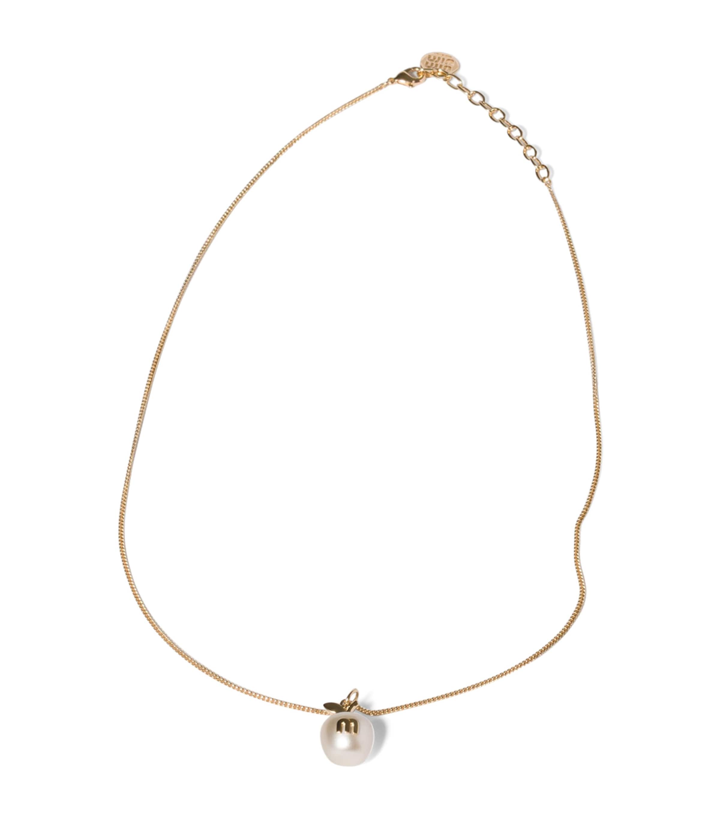 Miu Miu Pearlised Pendant Necklace Gold/silver