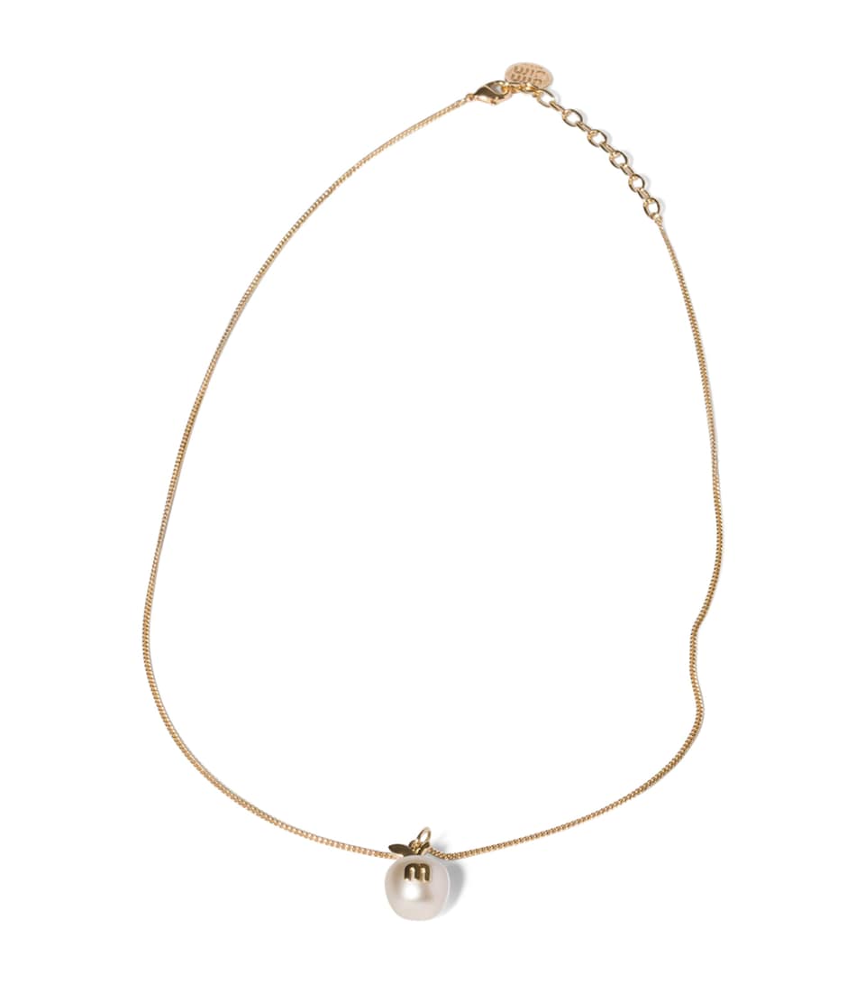 Miu Miu Pearlised Pendant Necklace Gold/silver