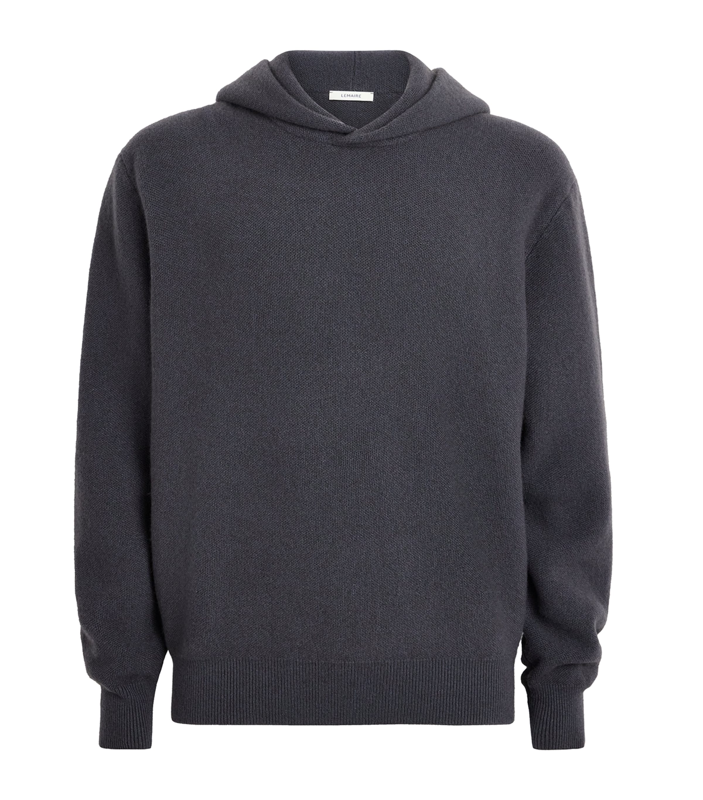 Lemaire Mens Stretch-Cashmere Oversized Hoodie Stone