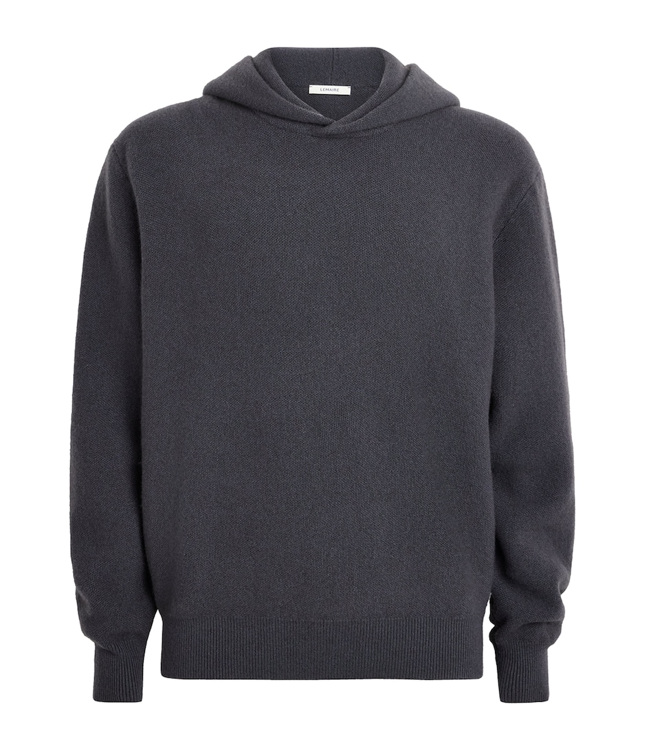 Lemaire Mens Stretch-Cashmere Oversized Hoodie Stone