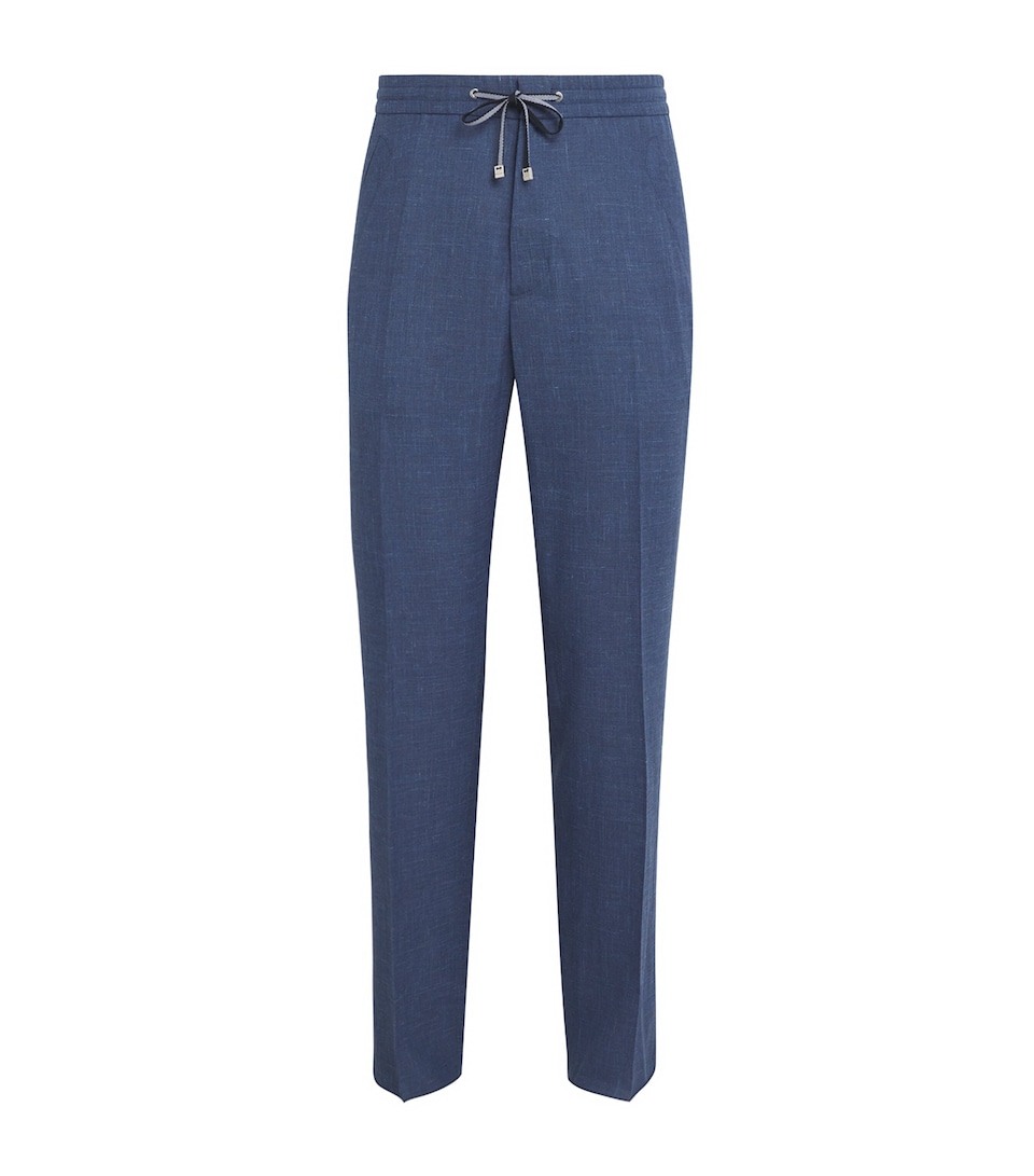 Wool-Silk-Linen Drawstring Trousers