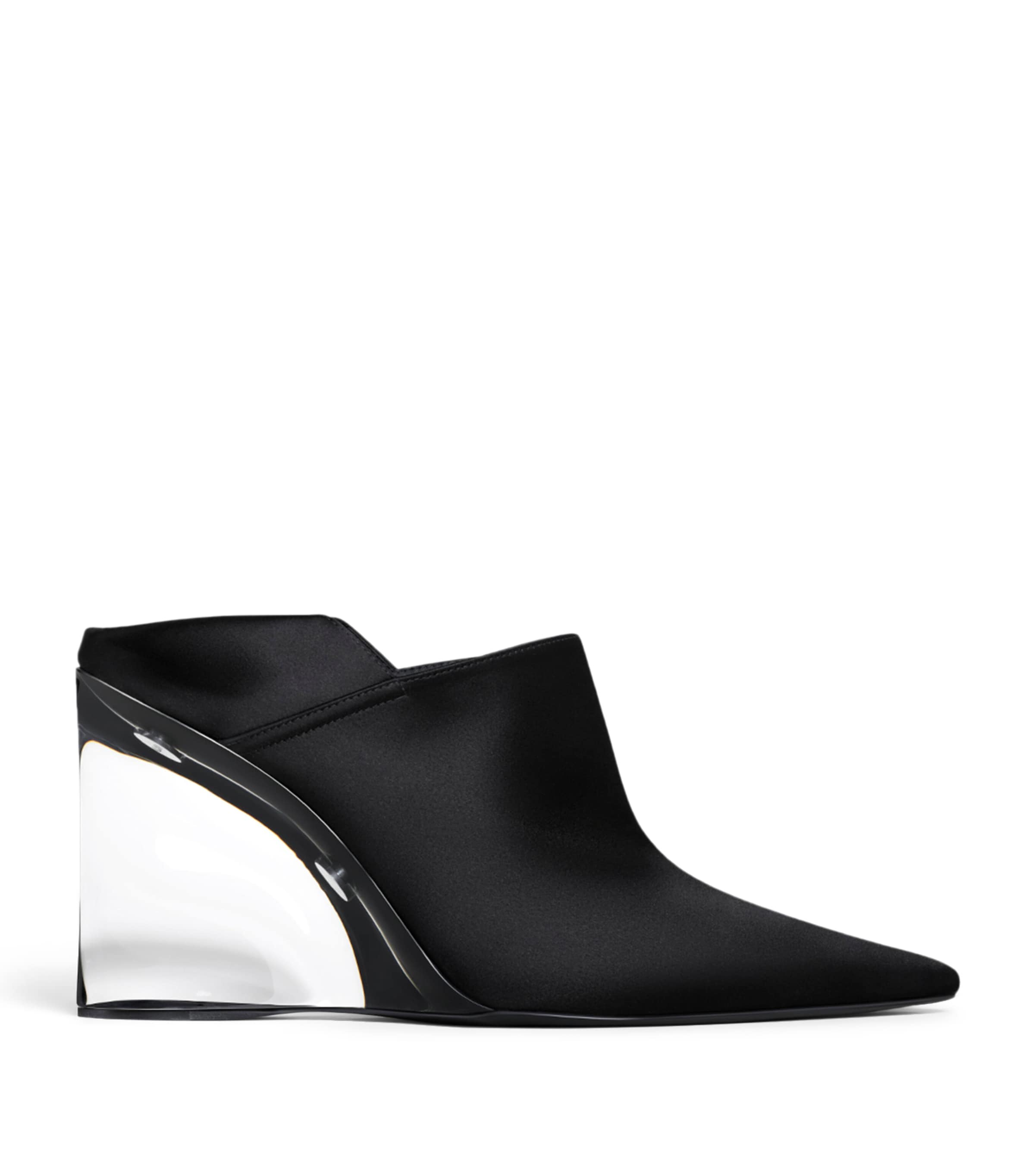 Alaïa Satin Invisible Wedge Mules 90 Noir