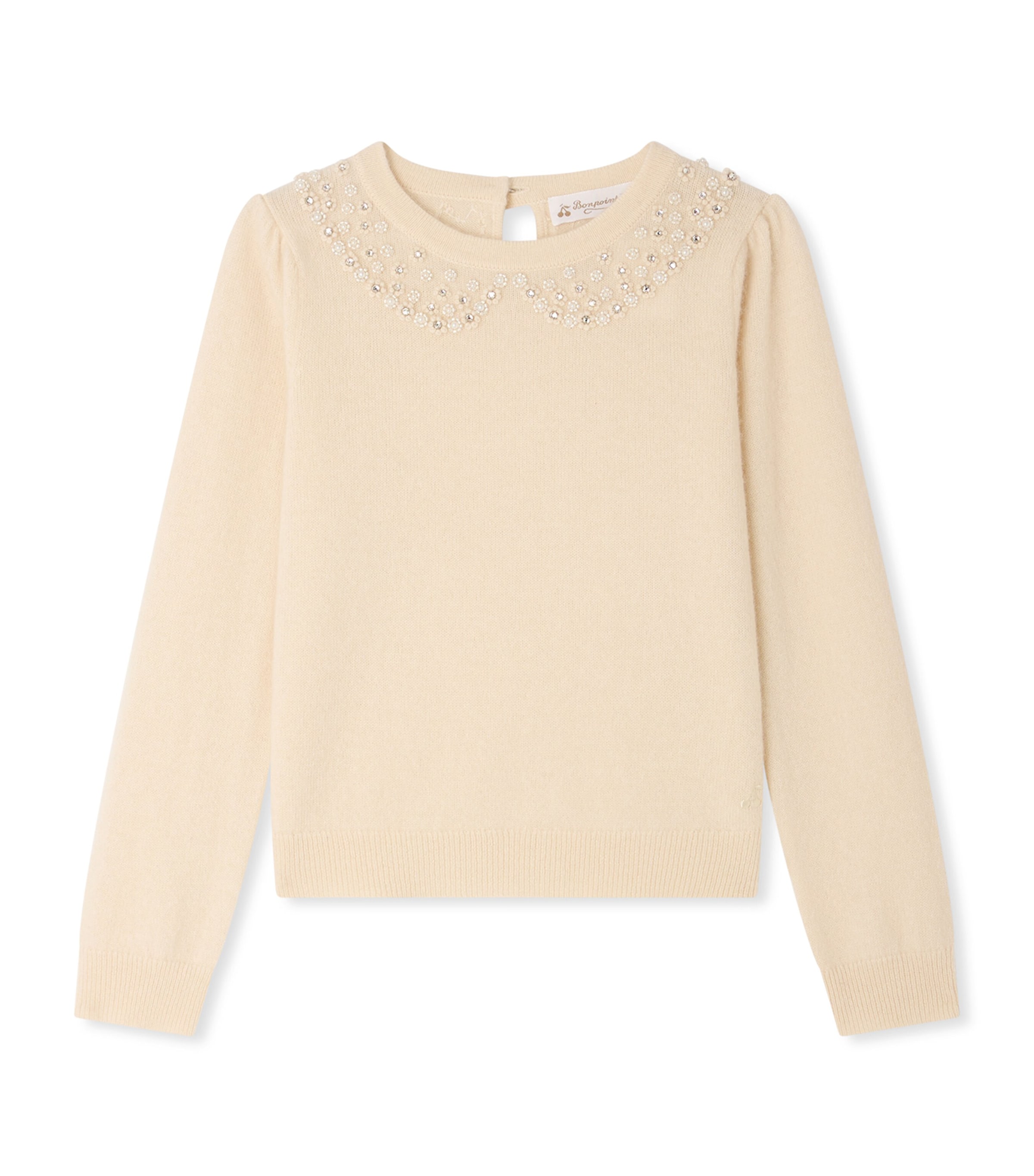 Bonpoint Cashmere Embellished Sweater (4-8 Years) Ecru