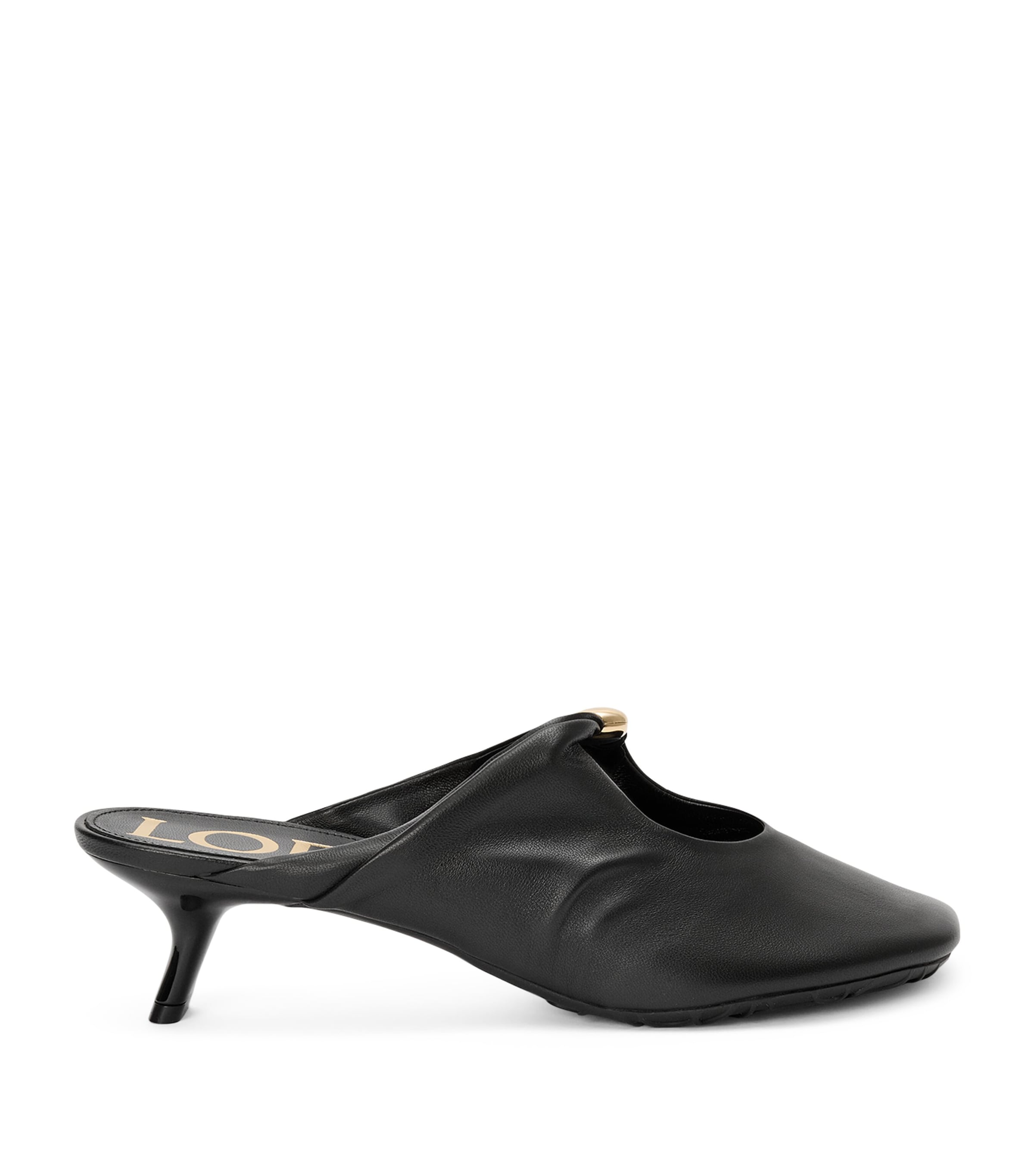 LOEWE Lambskin Pebble Soft Heeled Mules 45 Black