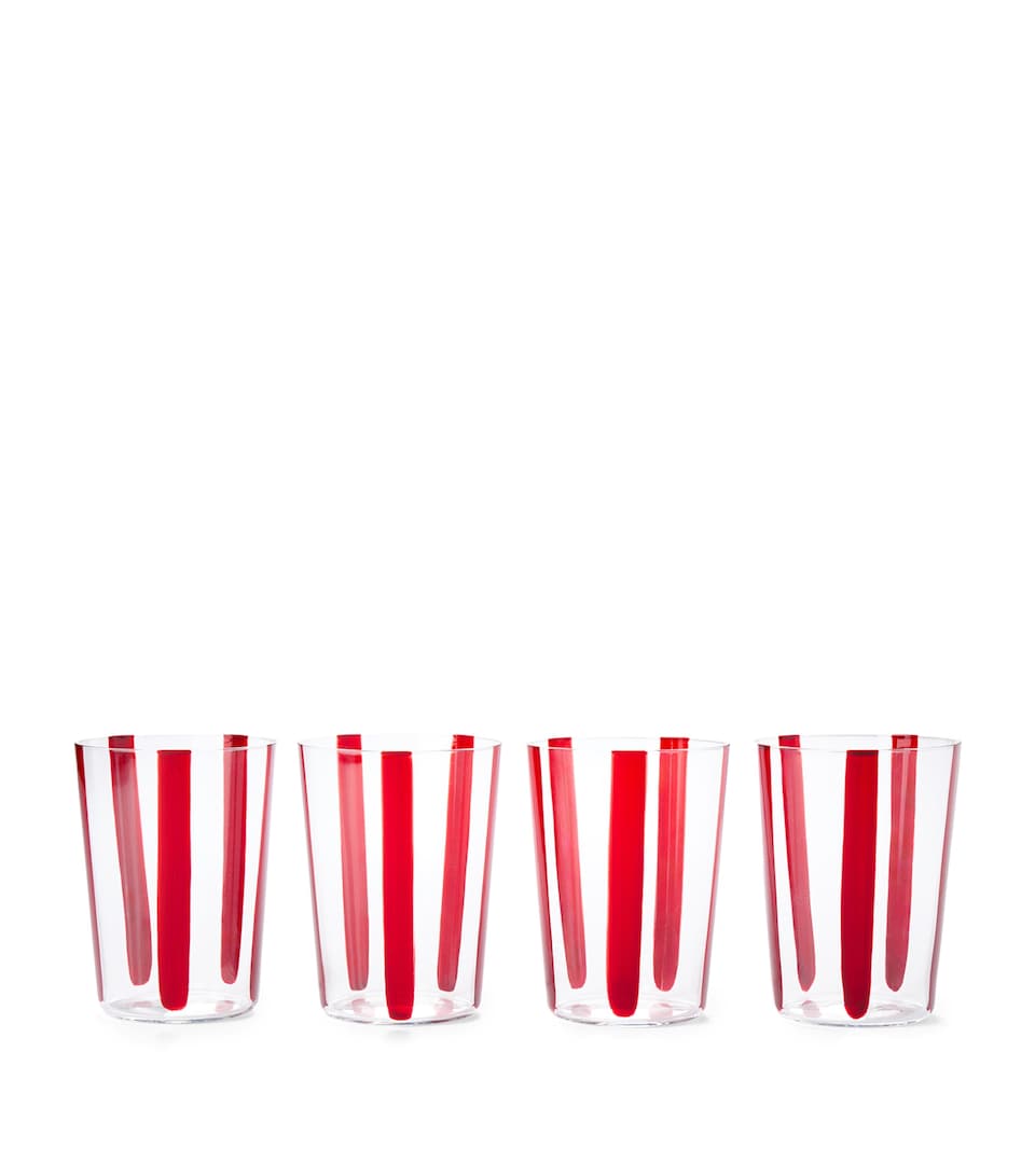 The Conran Shop Glass Nova Stripe Tumblers (Set of 4) Burgundy