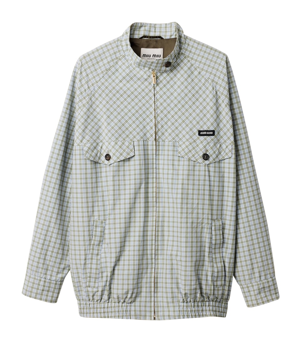 Miu Miu Womens Technical Check Print Blouson Jacket White