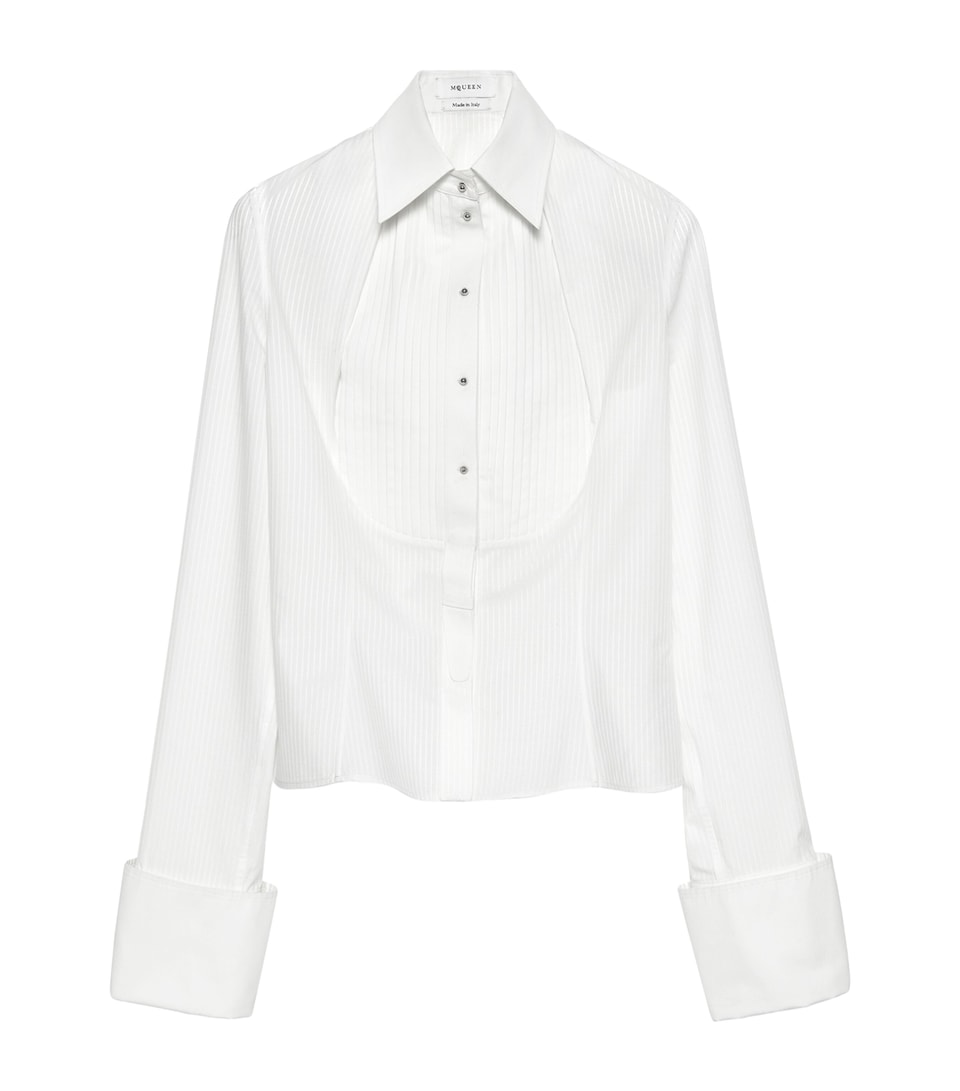 McQueen Womens Cotton Stripe Tuxedo Shirt