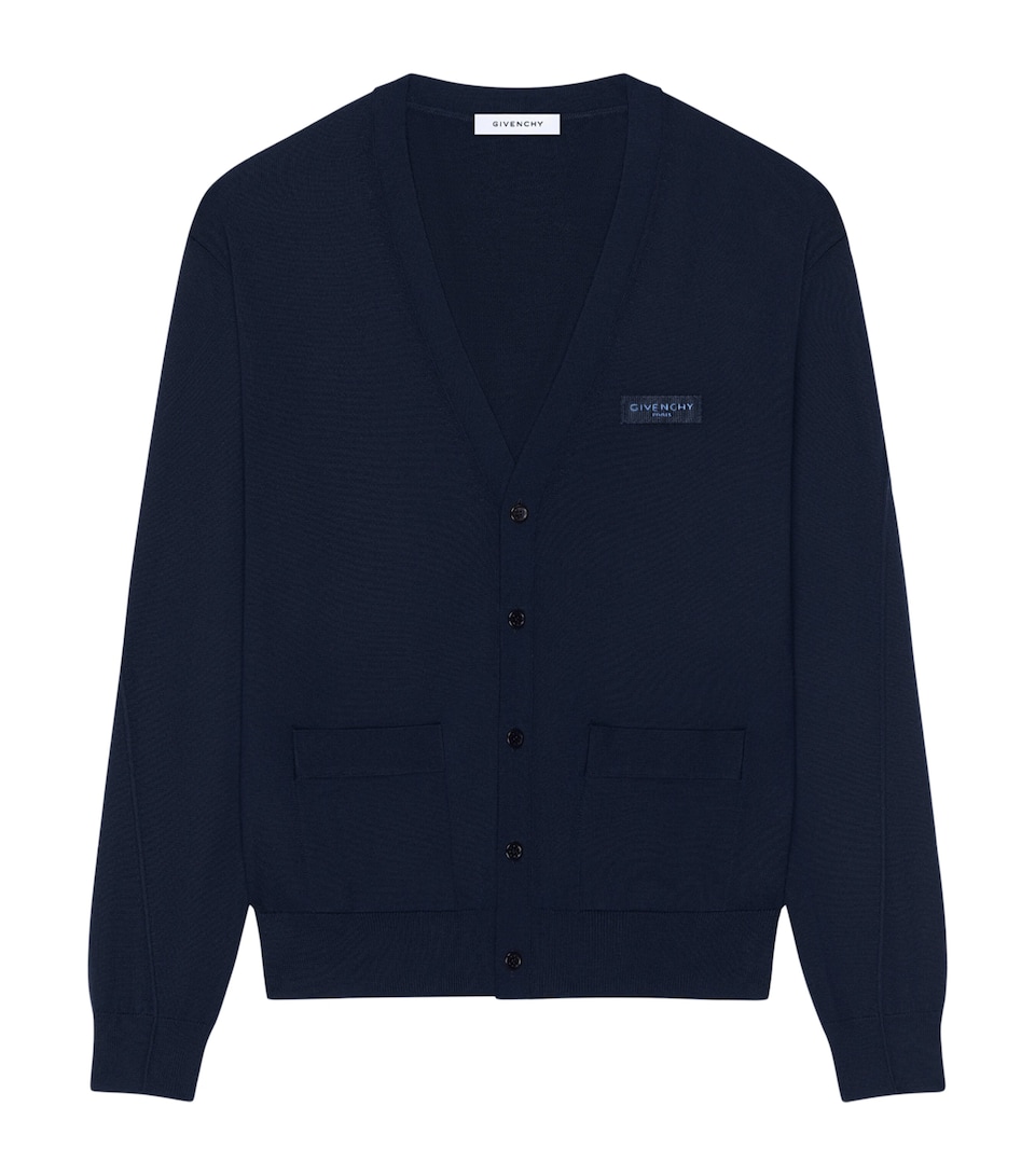 Givenchy Mens Wool Logo-Tab Cardigan