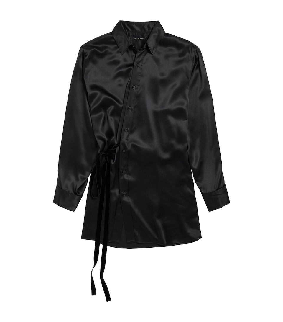 Silk-Satin Wrap Mini Dress