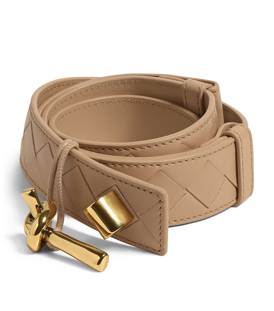 Bottega Veneta Leather Intrecciato Andiamo Belt