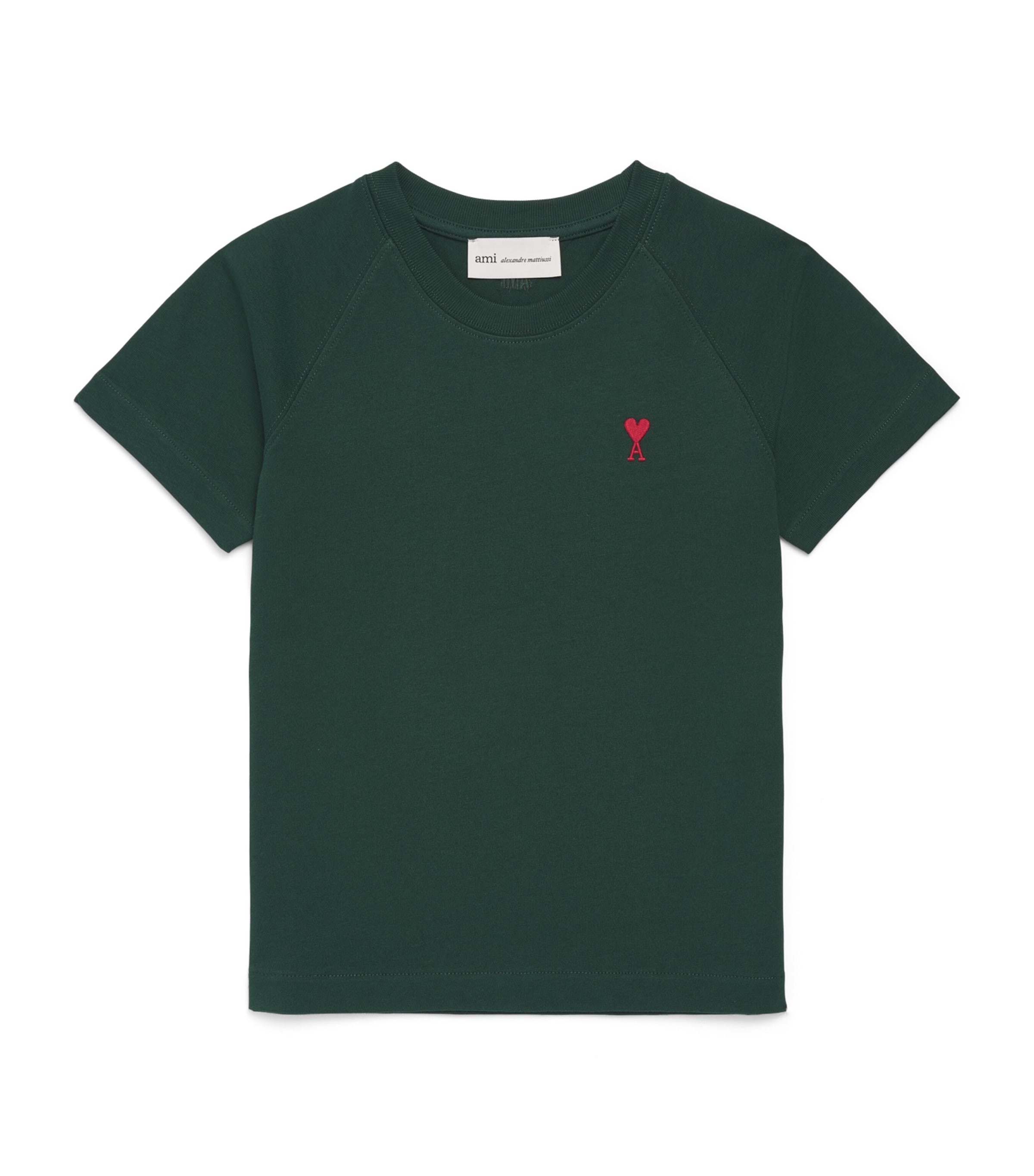 AMI Paris Cotton Ami de Coeur T-Shirt (4-12 Years) : Vert Bouteille