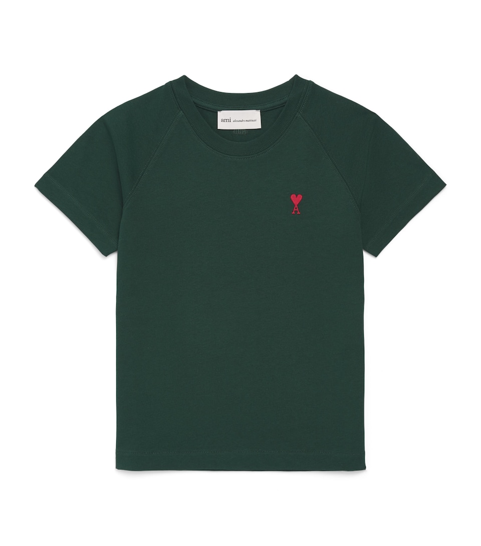 AMI Paris Cotton Ami de Coeur T-Shirt (4-12 Years) : Vert Bouteille