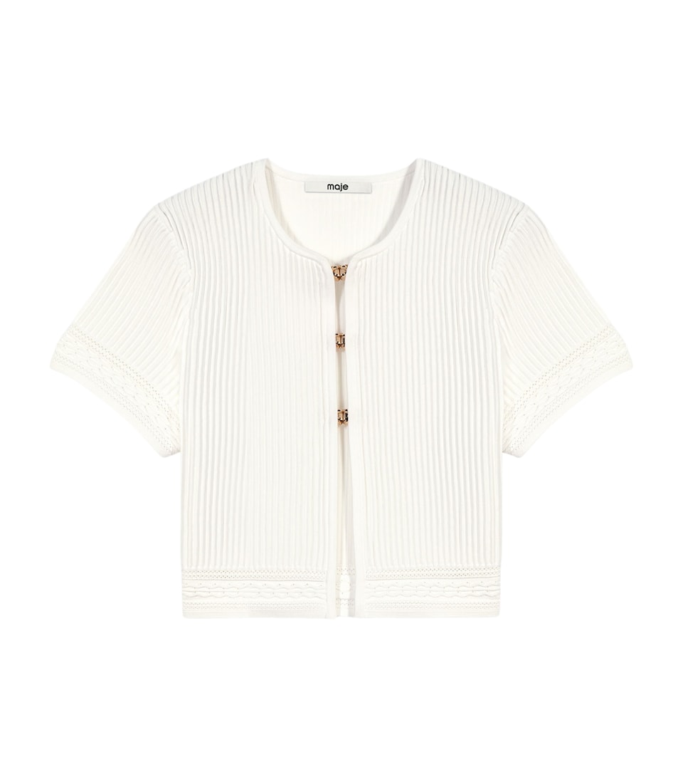 Maje Womens Short-Sleeve Cardigan White