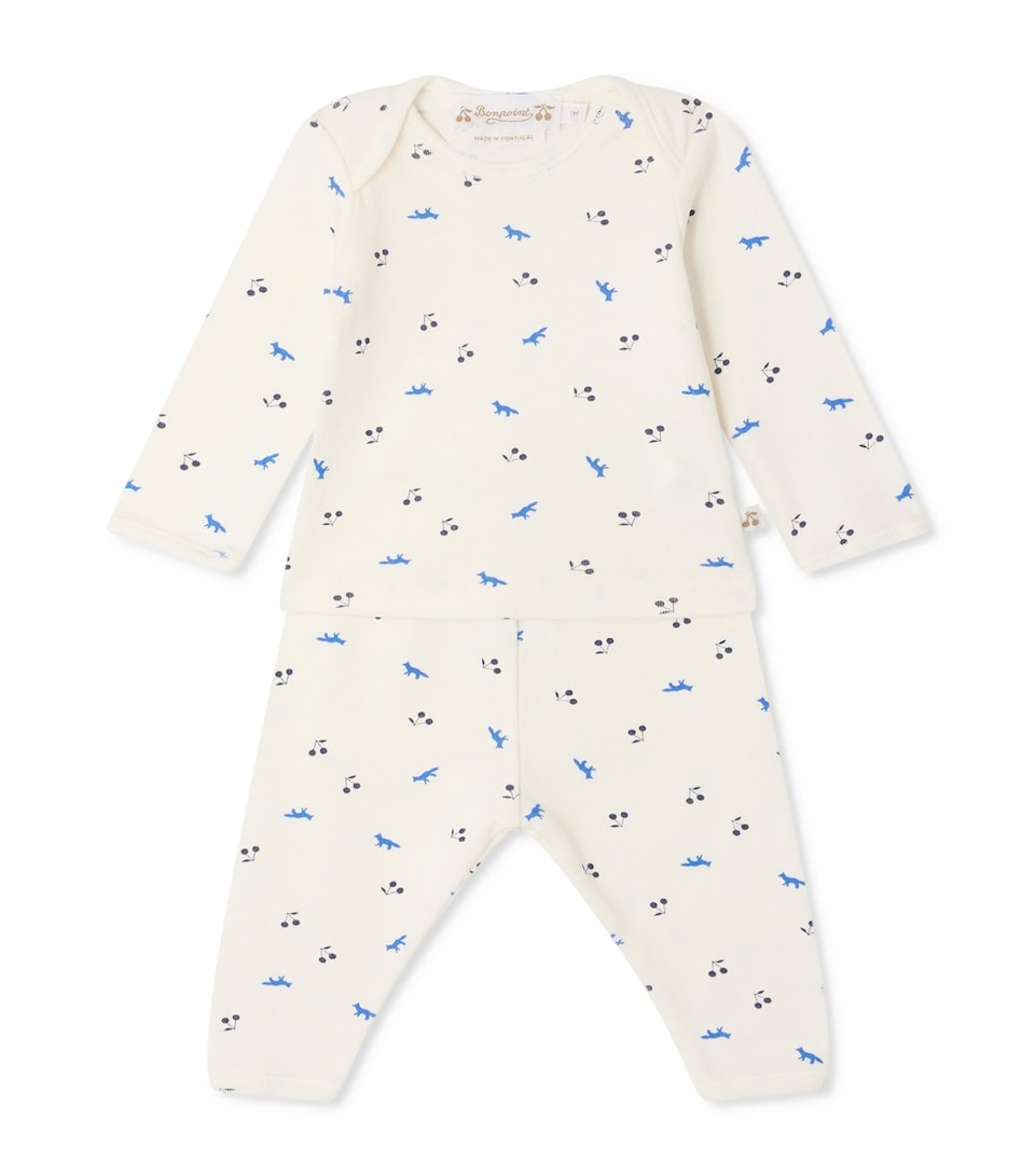 Bonpoint x Maison Kitsuné Cotton T-Shirt and Leggings Set (1-36 Months) Im Blanc Lait