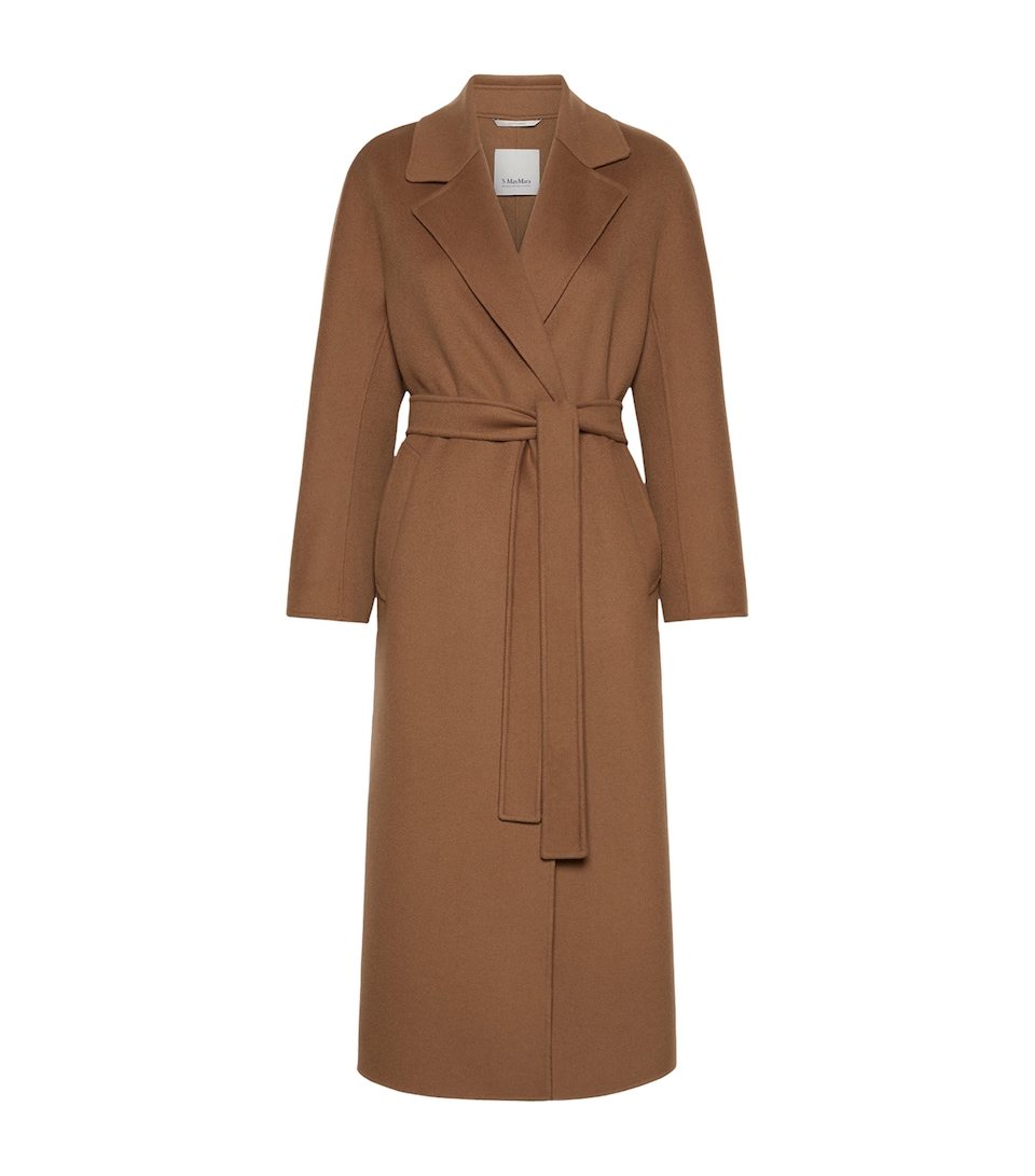 Max Mara Womens Virgin Wool Wrap Coat Hazelnut Brown