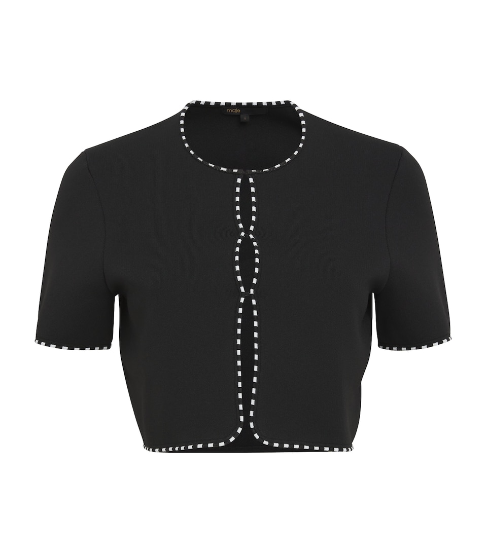 Maje Womens Cropped Cardigan Black/ecru