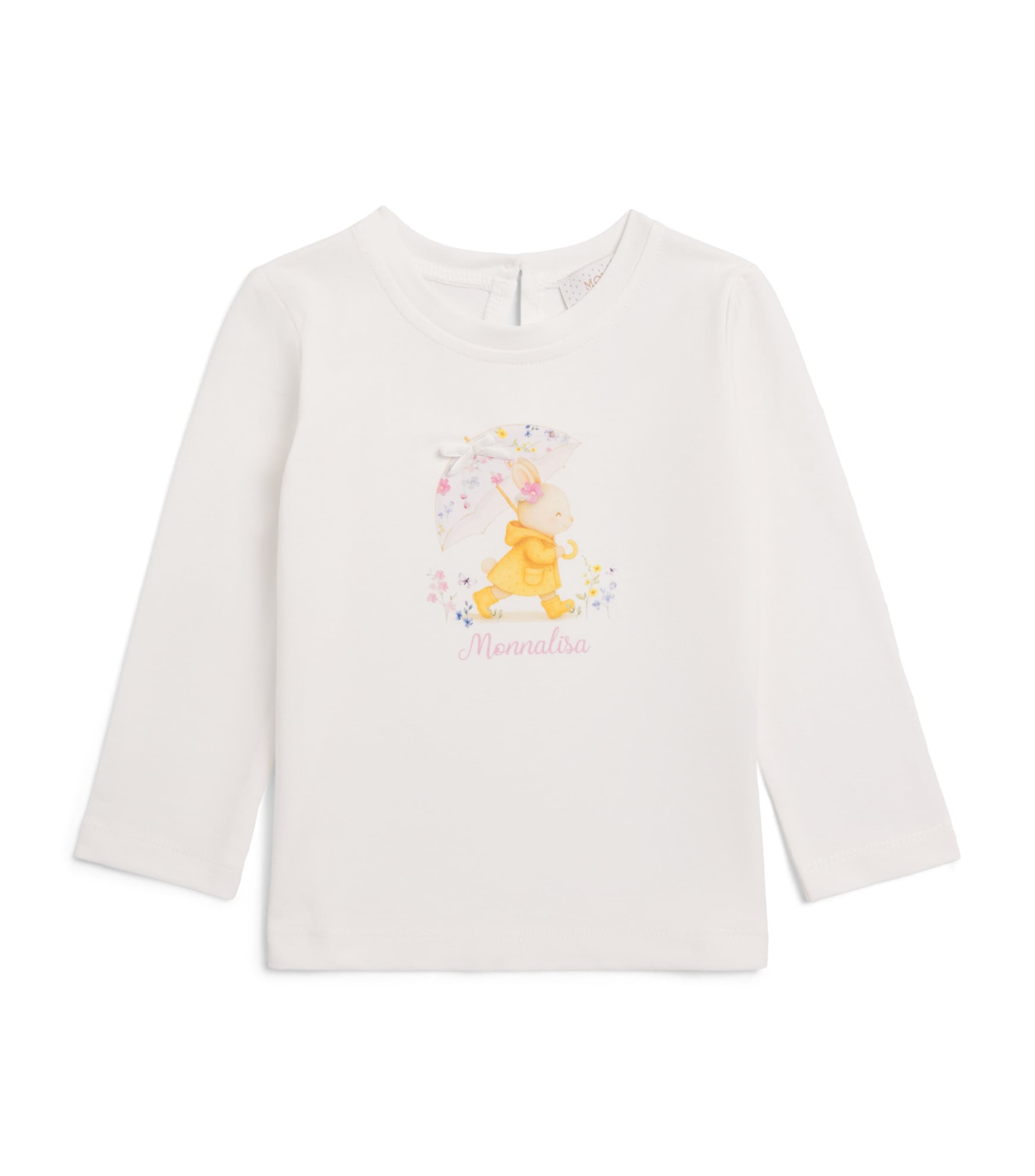 Monnalisa Cotton Bunny Print T-Shirt (6 Months - 6 Years) Panna
