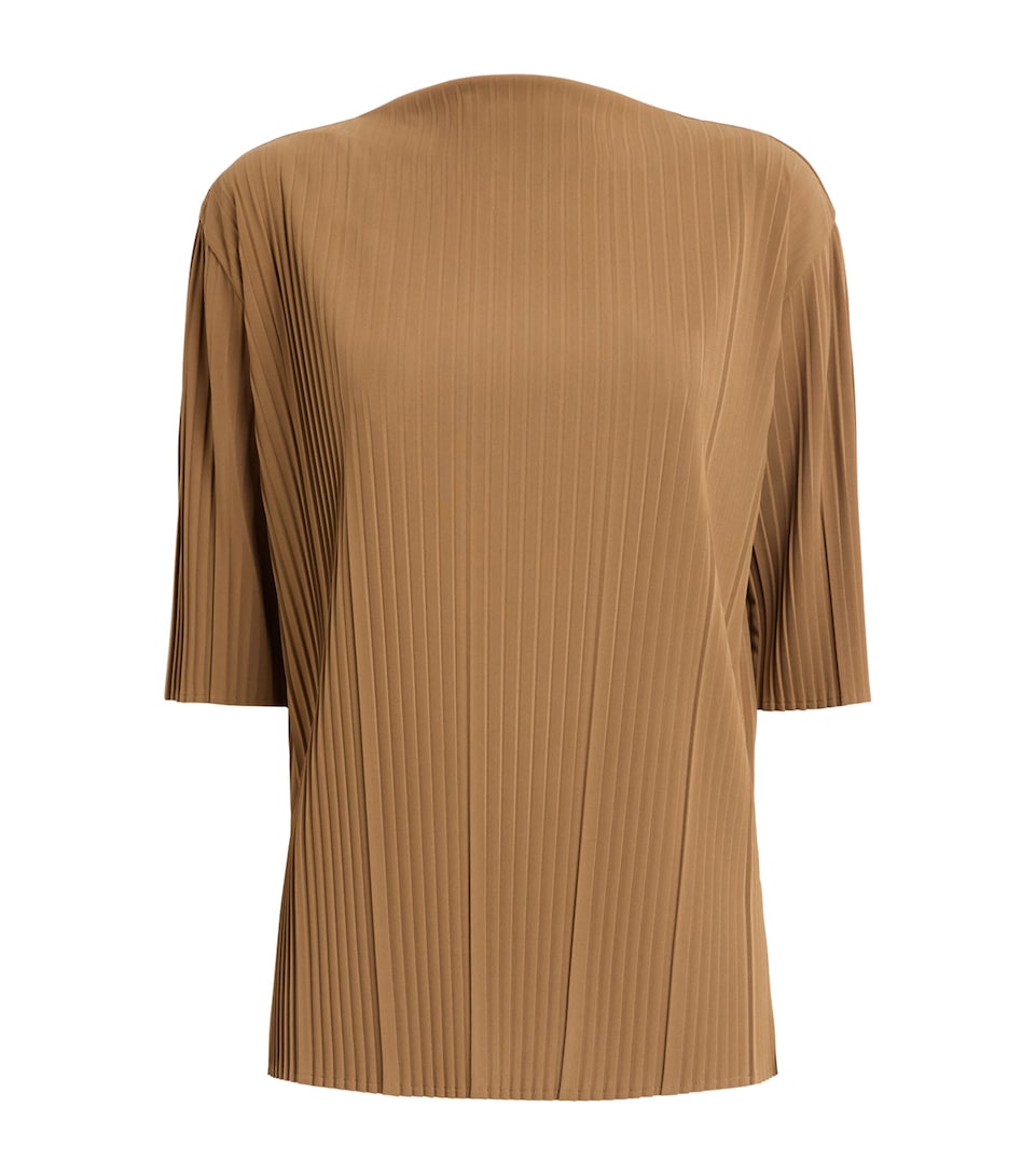 MM Womens Chiffon Pleated Boat-Neck Blouse Hazelnut Brown