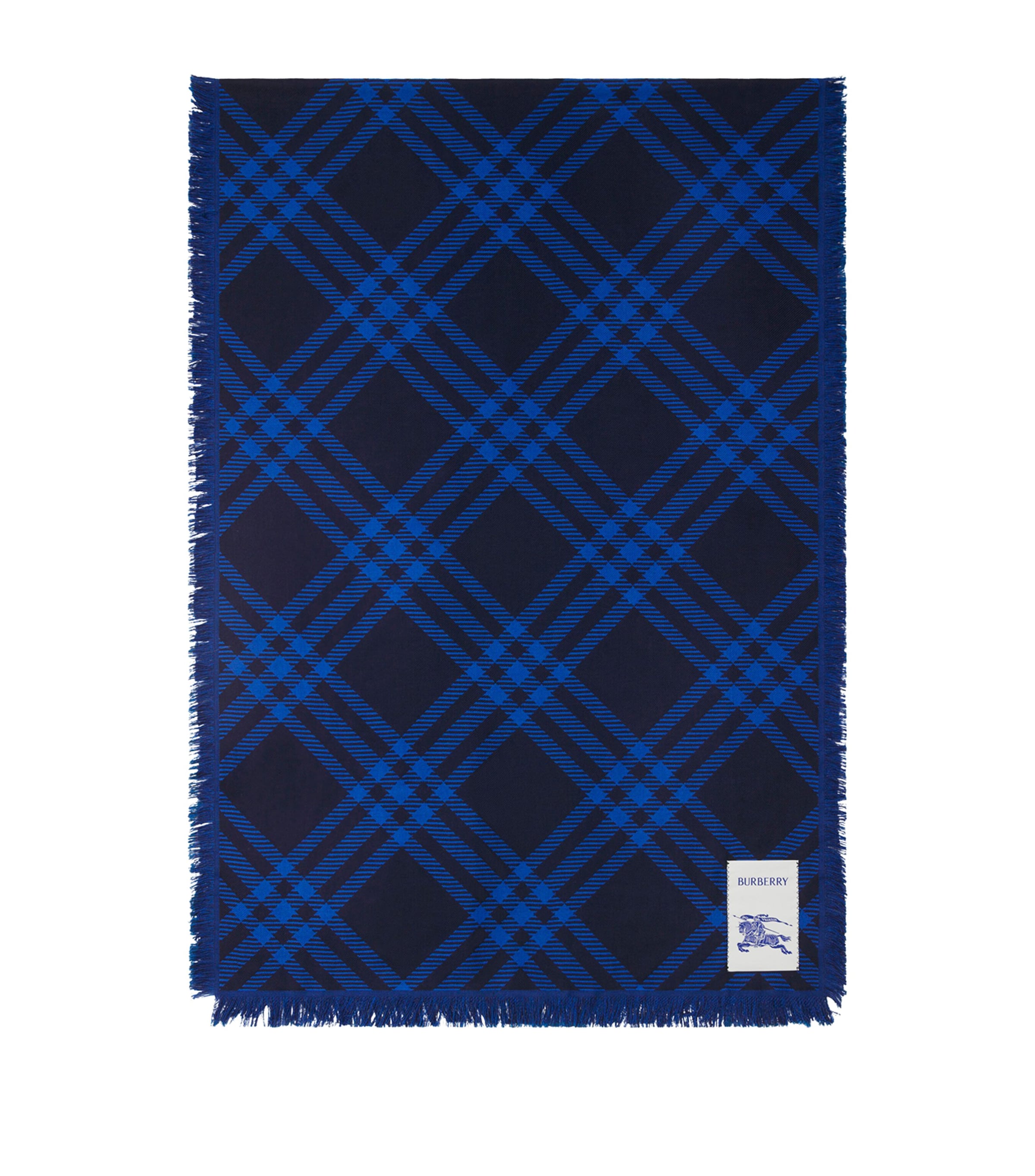 Burberry Wool-Silk Wide Check Scarf Ink Blue/blue