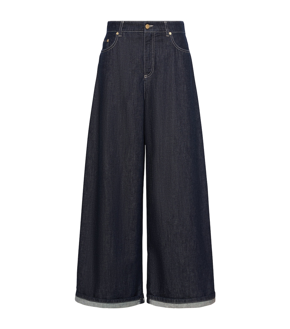 Max Mara Womens High-Waist Wide-Leg Jeans Ultramarine