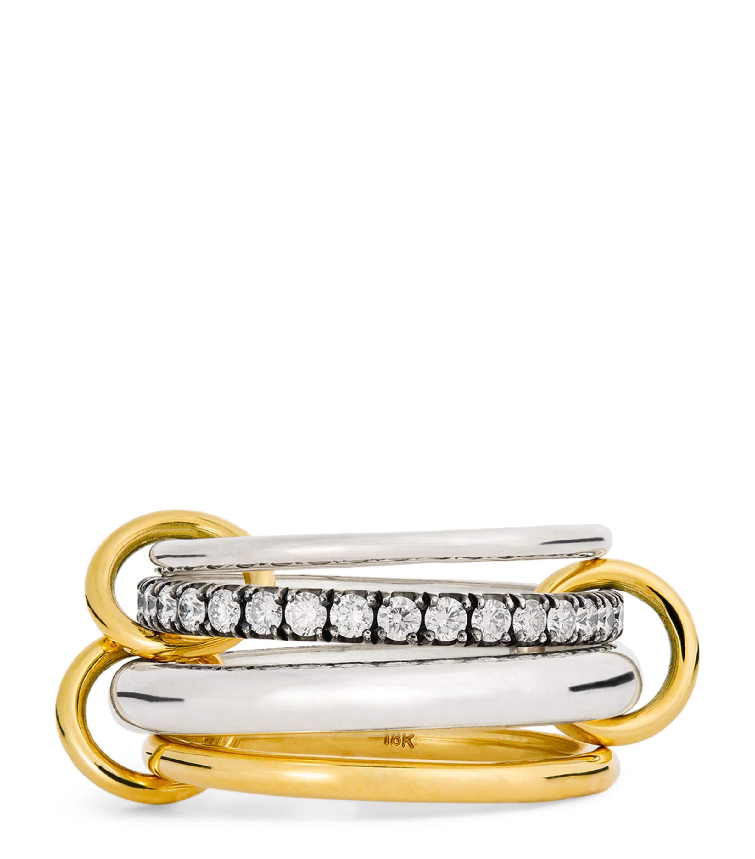 Yellow Gold, Sterling Silver and Diamond Janssen Ring