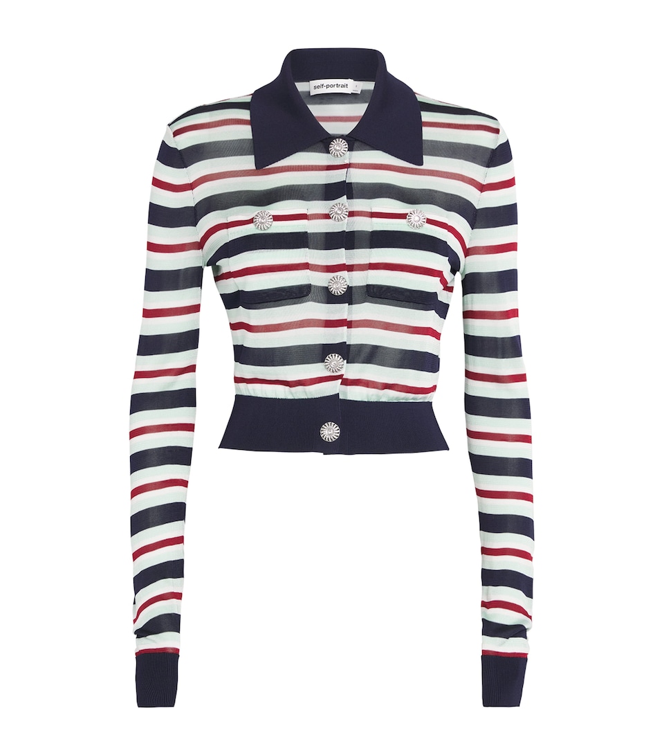 Crystal-Embellished Stripe Cardigan