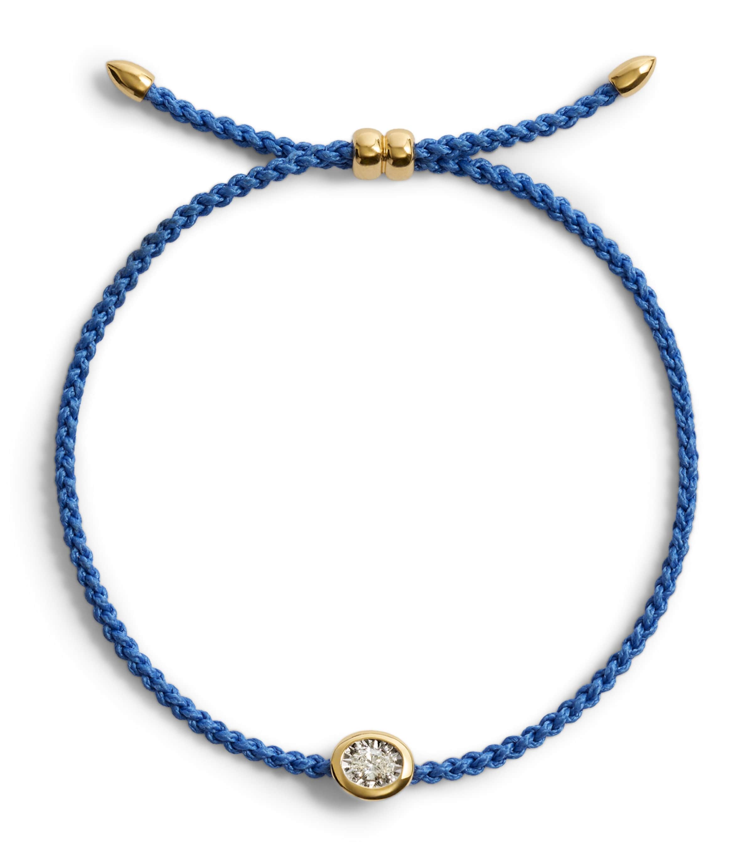 Monica Vinader Gold Vermeil and Diamond Cord Bracelet Cornflower Blue