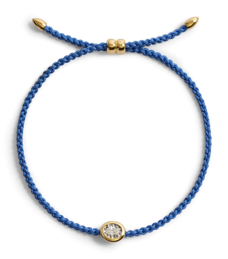 Monica Vinader Gold Vermeil and Diamond Cord Bracelet Cornflower Blue