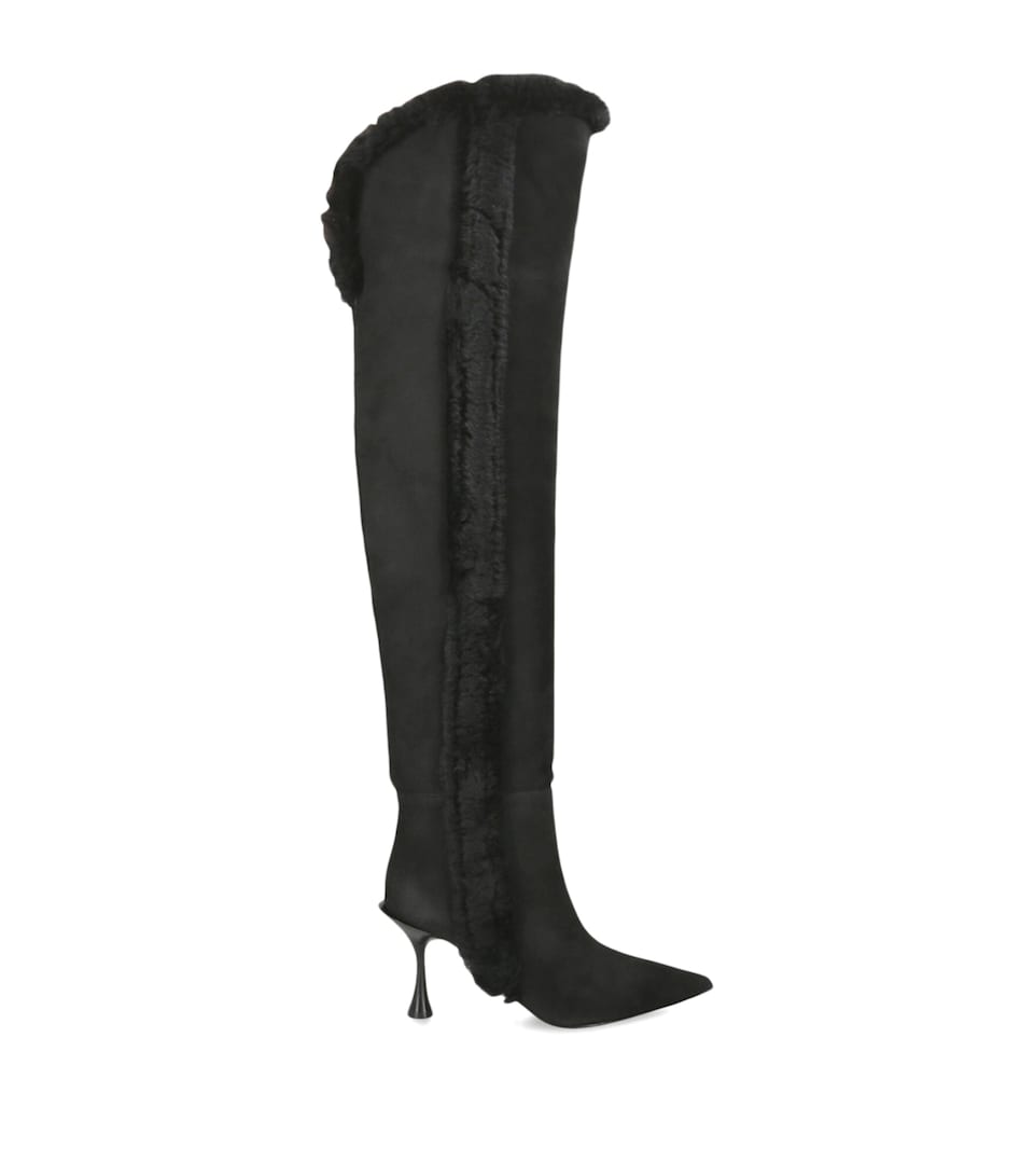 BETZÁBE Suede Bree Over-The-Knee Boots 80 Black