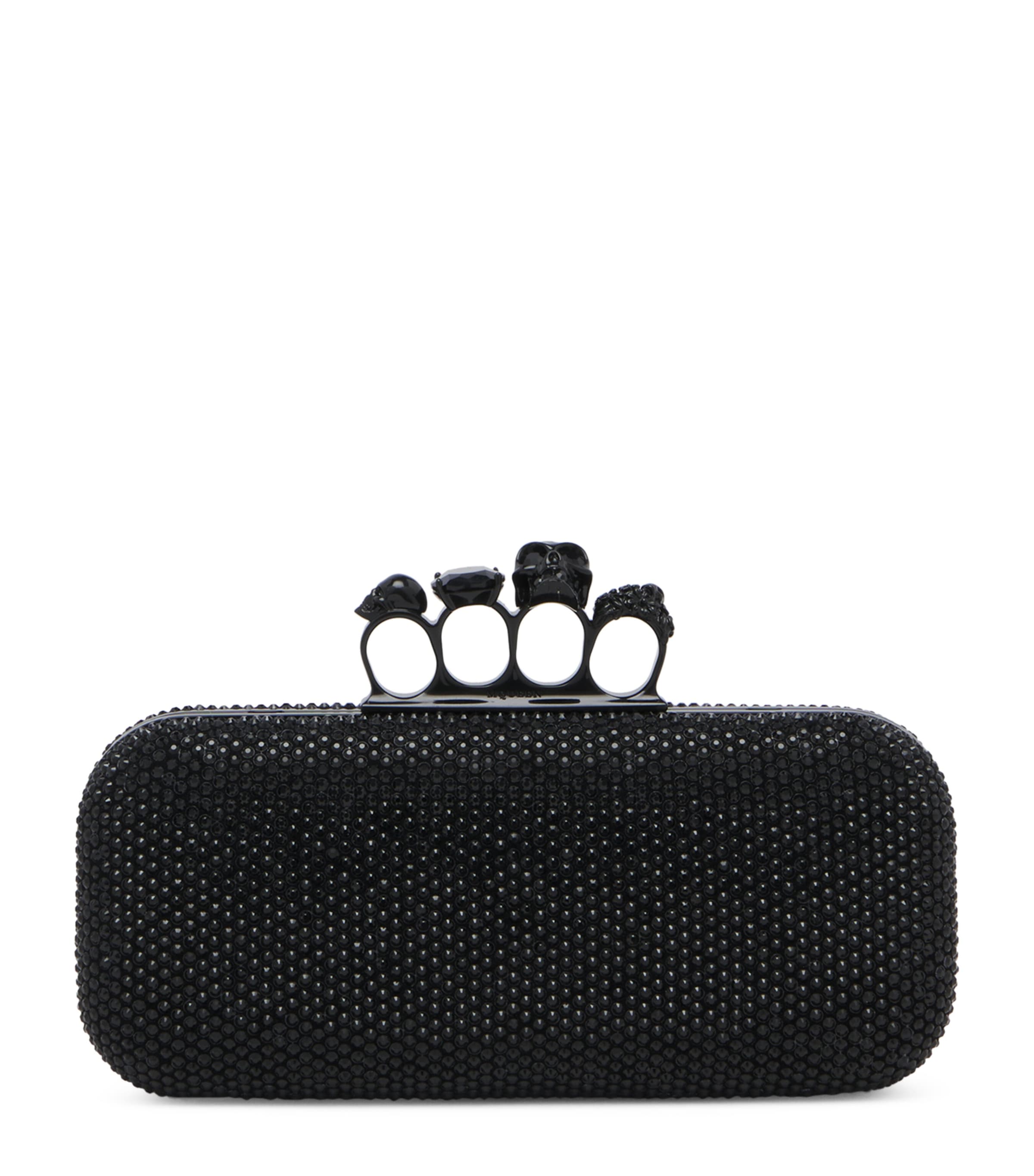 McQueen Long Crystal-Embellished Knuckle Clutch Bag