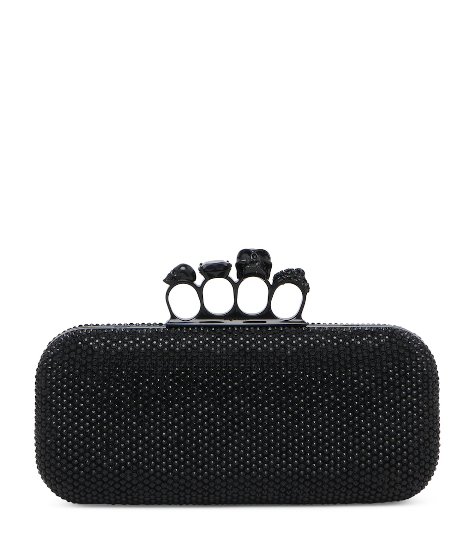 McQueen Long Crystal-Embellished Knuckle Clutch Bag