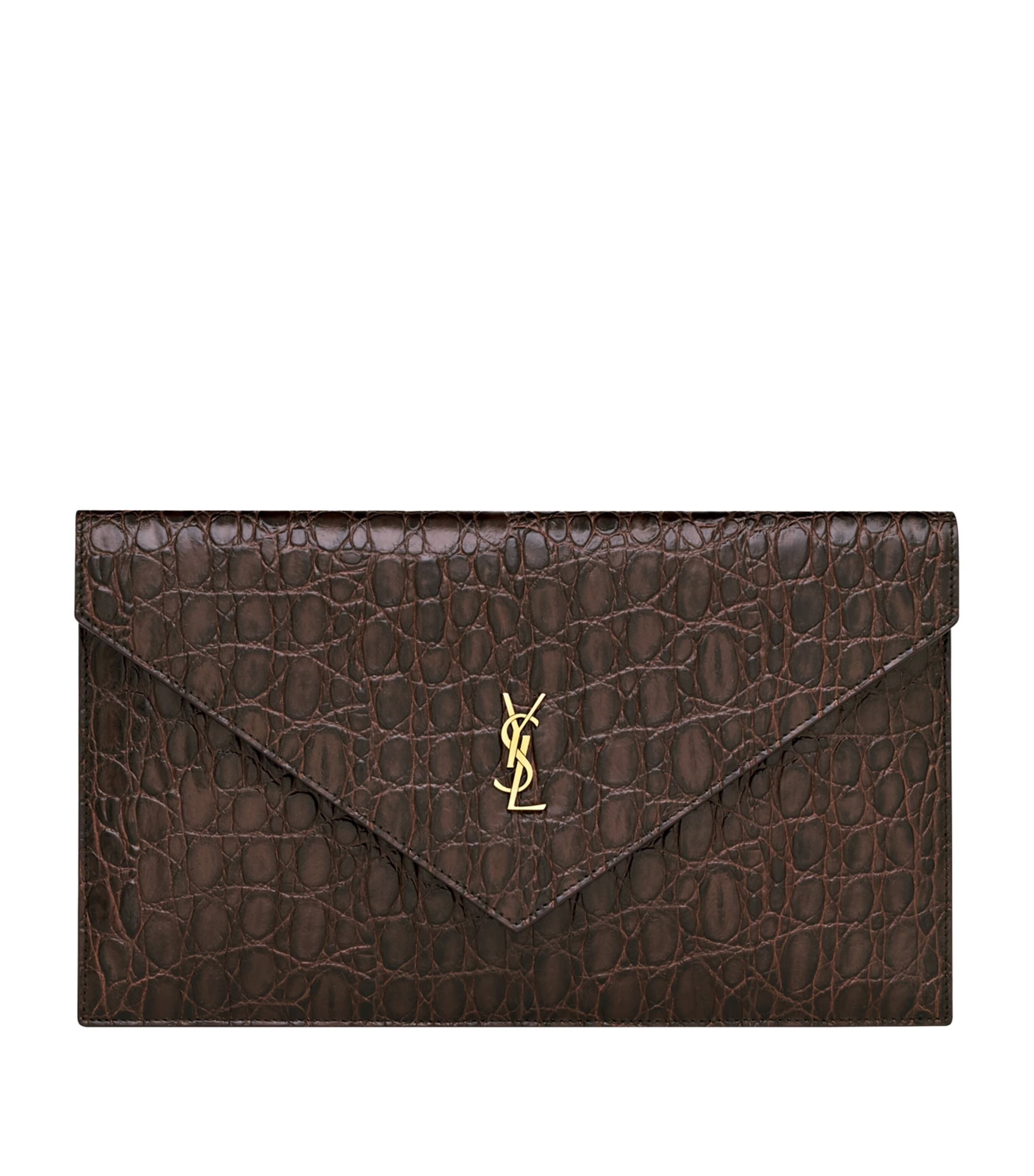 Saint Laurent Paris Croc-Embossed Pouch