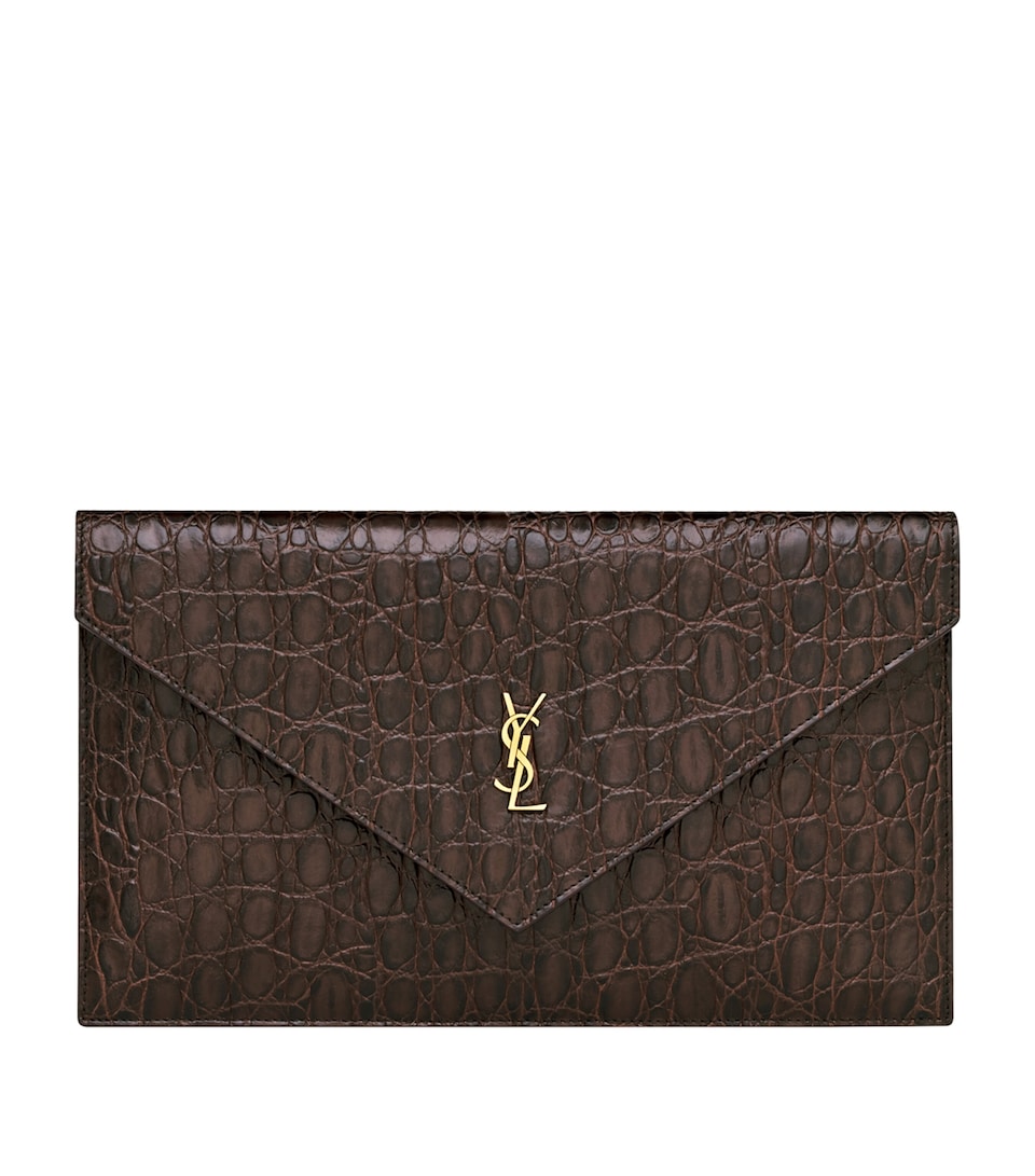 Saint Laurent Paris Croc-Embossed Pouch