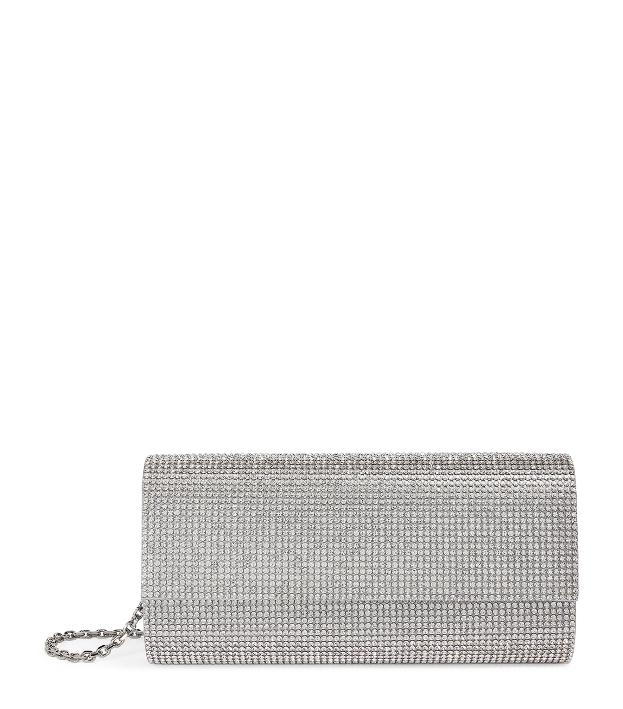 Satin Crystal-Embellished Perry Clutch Bag