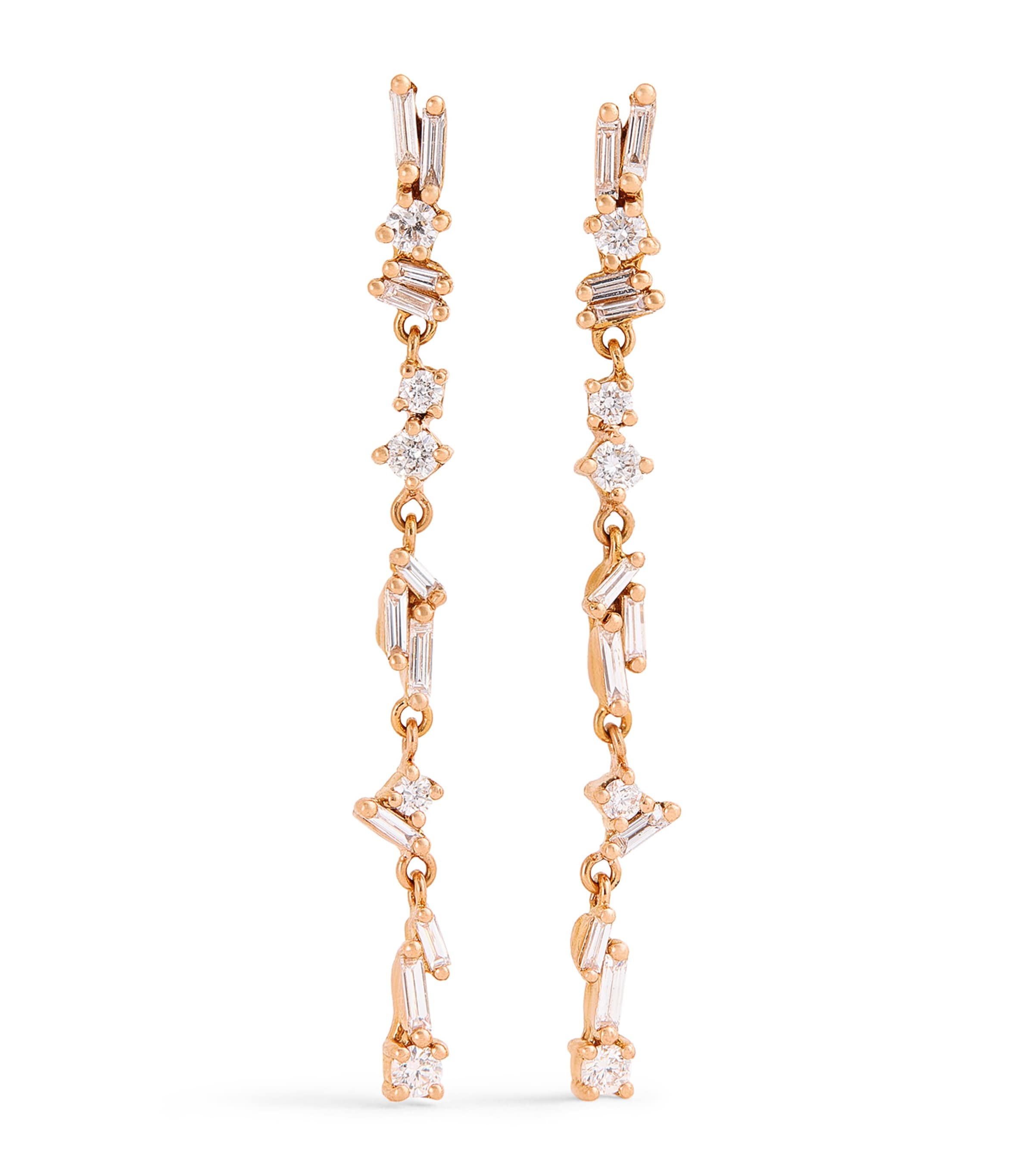 Rose Gold and Diamond Classic Fireworks Sparkler Drop Earrings