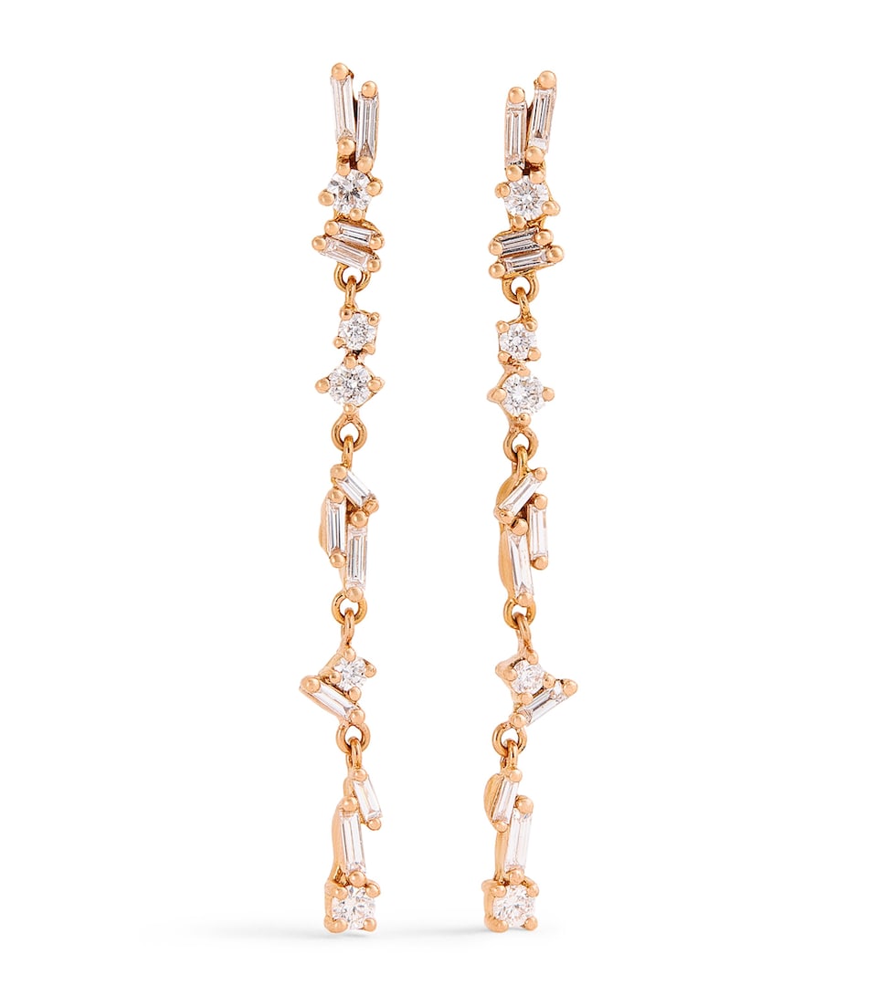 Suzanne Kalan Rose Gold and Diamond Classic Sparkler Drop Earrings Rg/wd