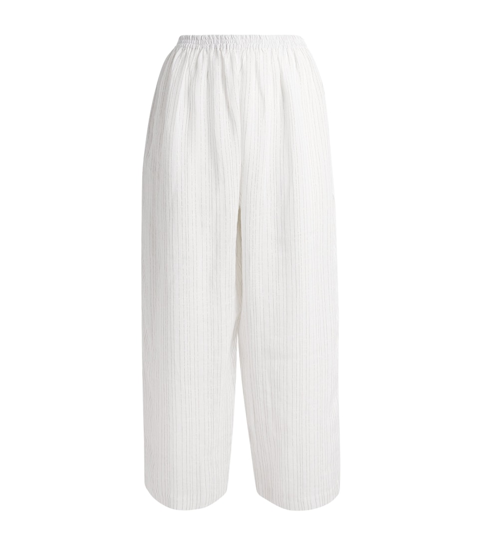 Eskandar Womens Linen-Blend Japanese Trousers White