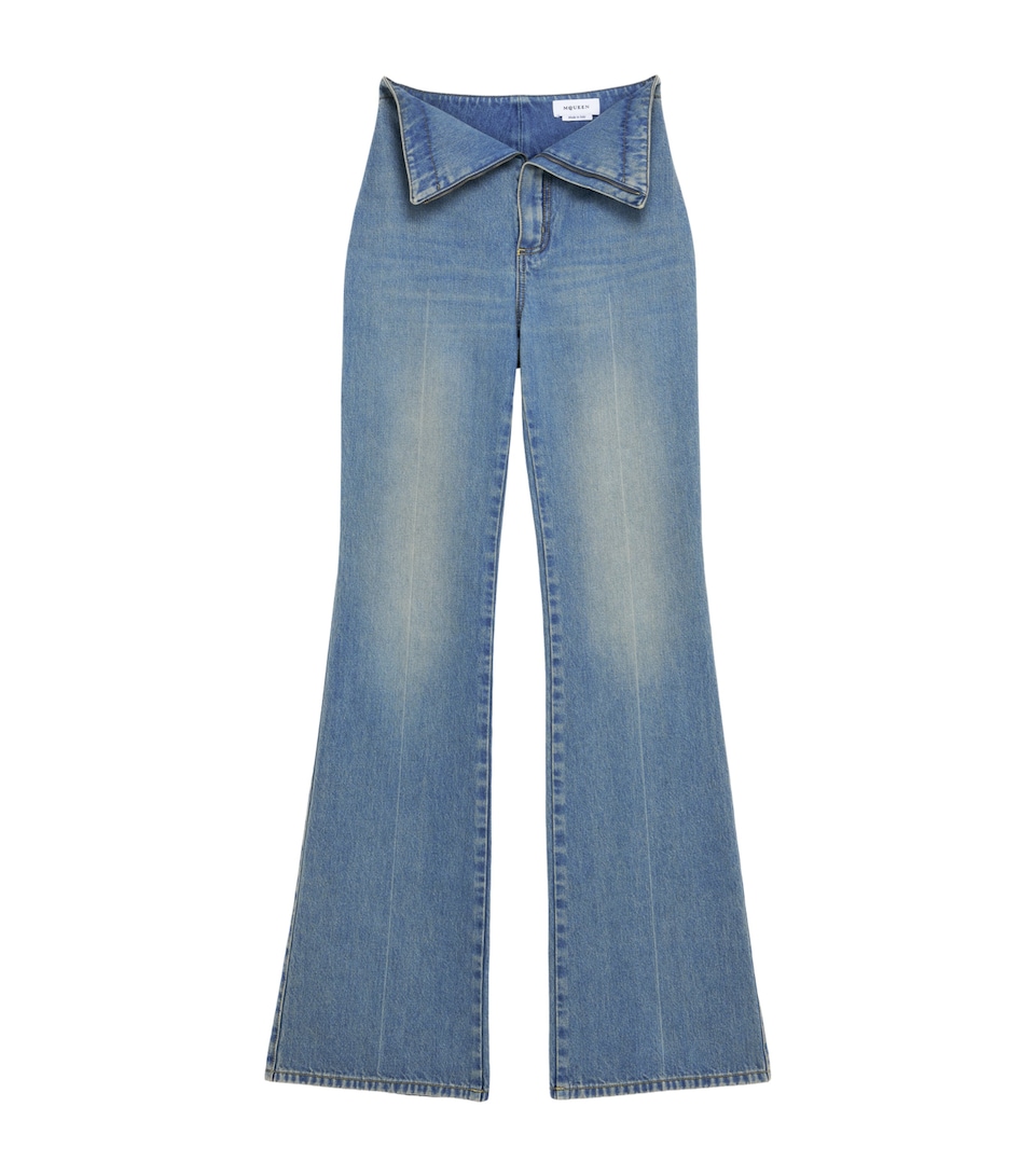 Foldover-Waist Flared Jeans