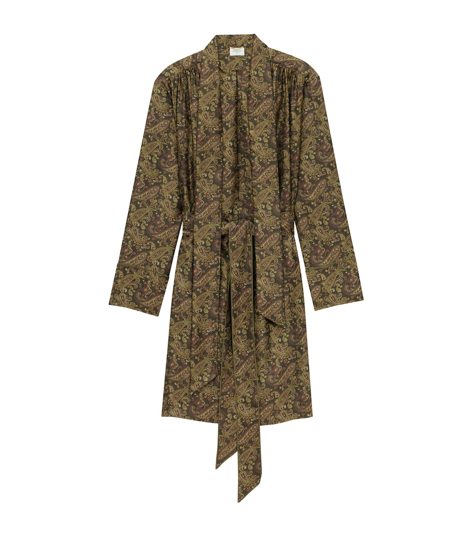 Silk Paisley Belted Mini Dress