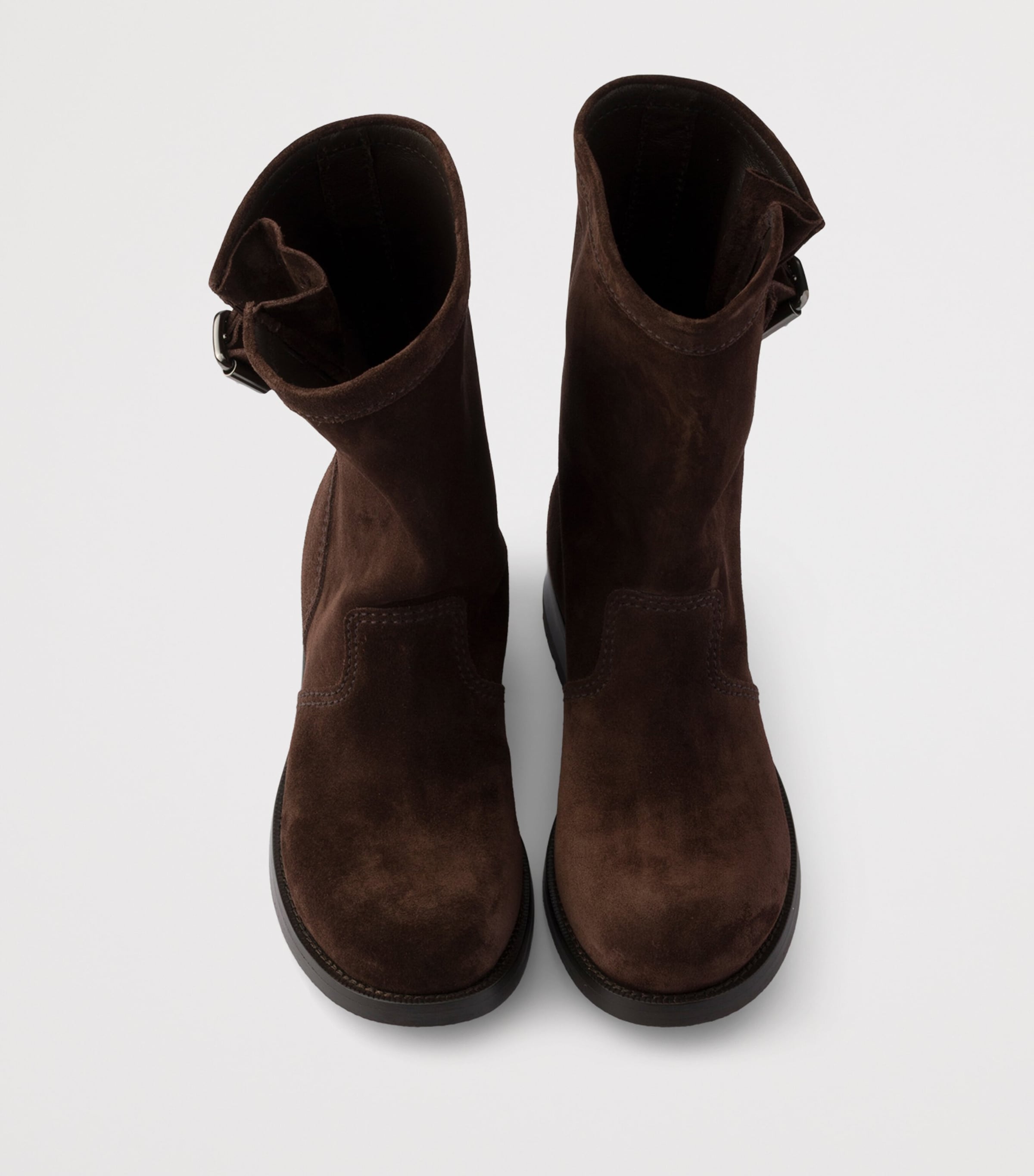 Prada Suede Biker Boots Brown
