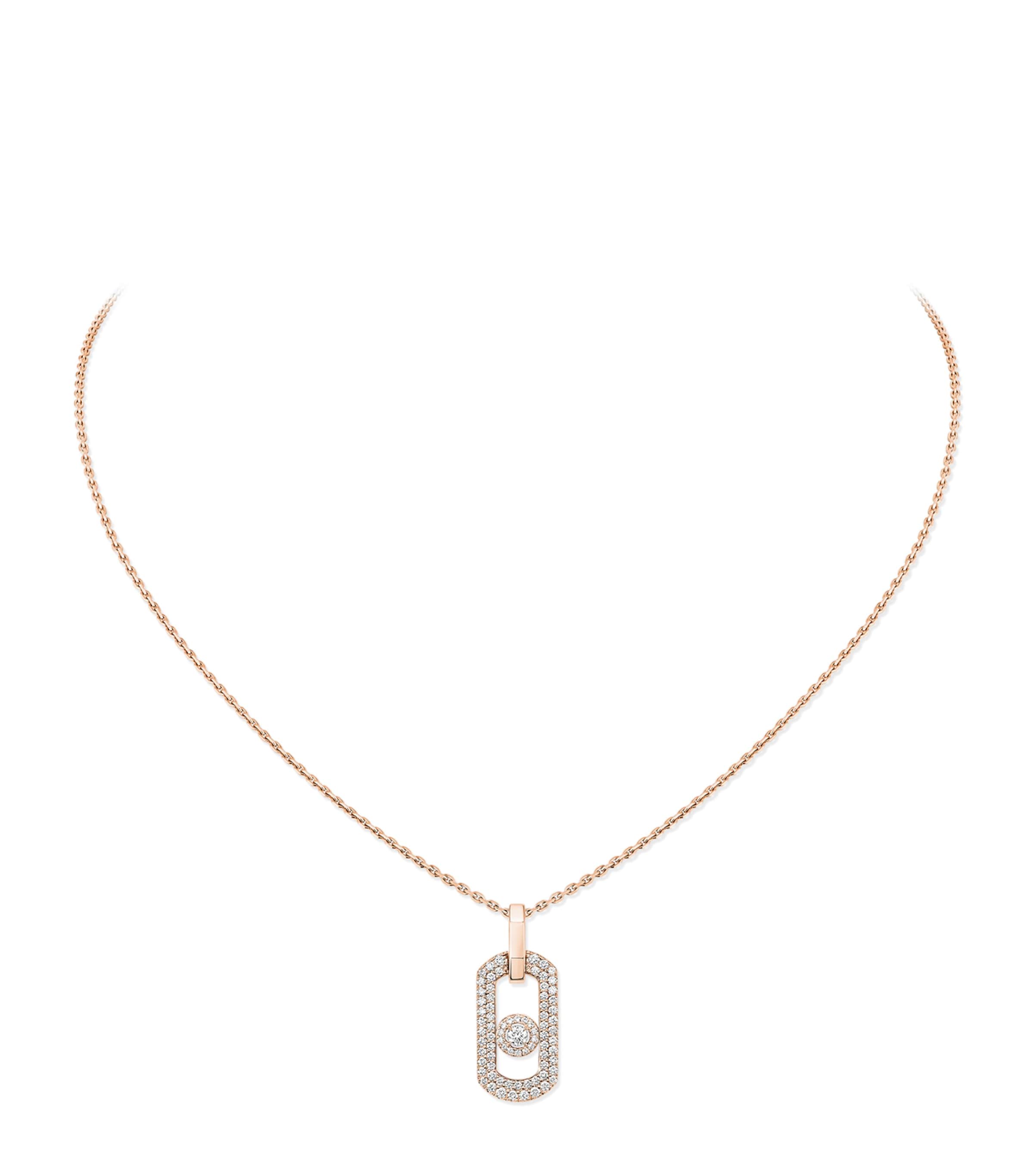 Messika So Move Pink Gold and Diamond Pendant Necklace White Gold