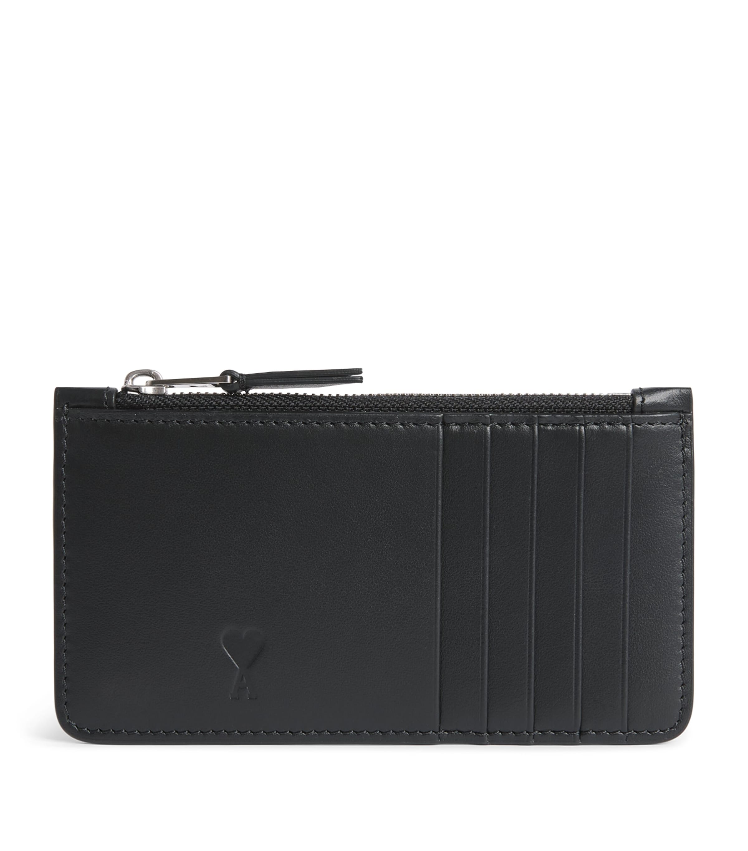 AMI Paris Leather Zipped Card Holder Noir