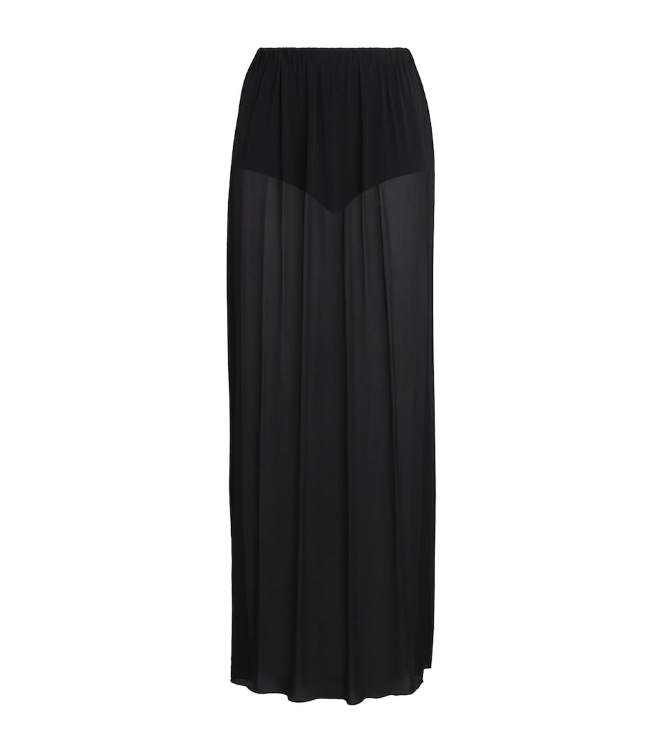 Moré Noir Womens Chiffon Aria Maxi Skirt Black