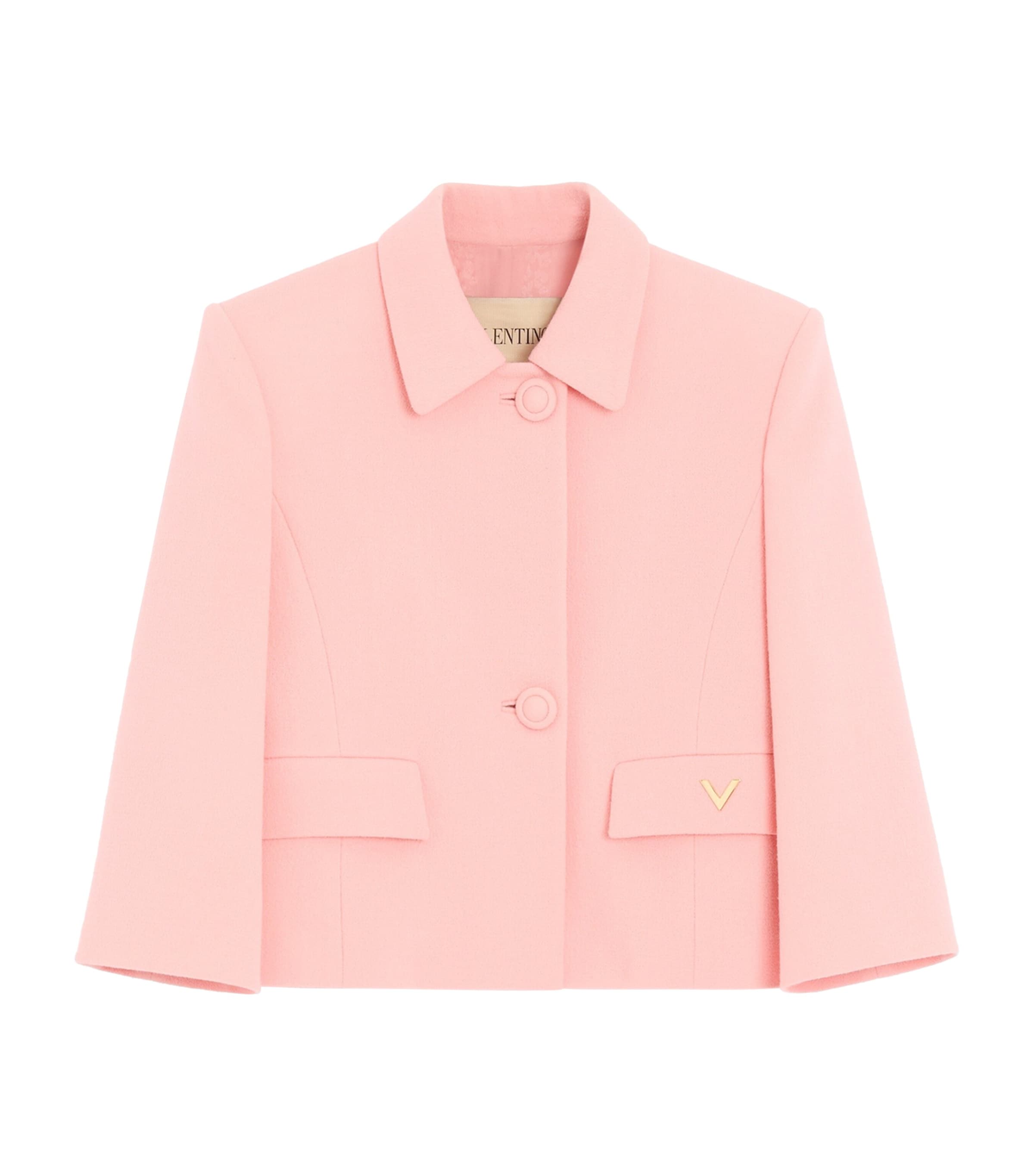 Valentino Womens Wool Crepe Cropped Blazer
