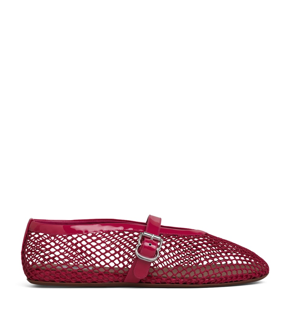 Alaïa Patent Leather Mesh Ballet Flats Framboise